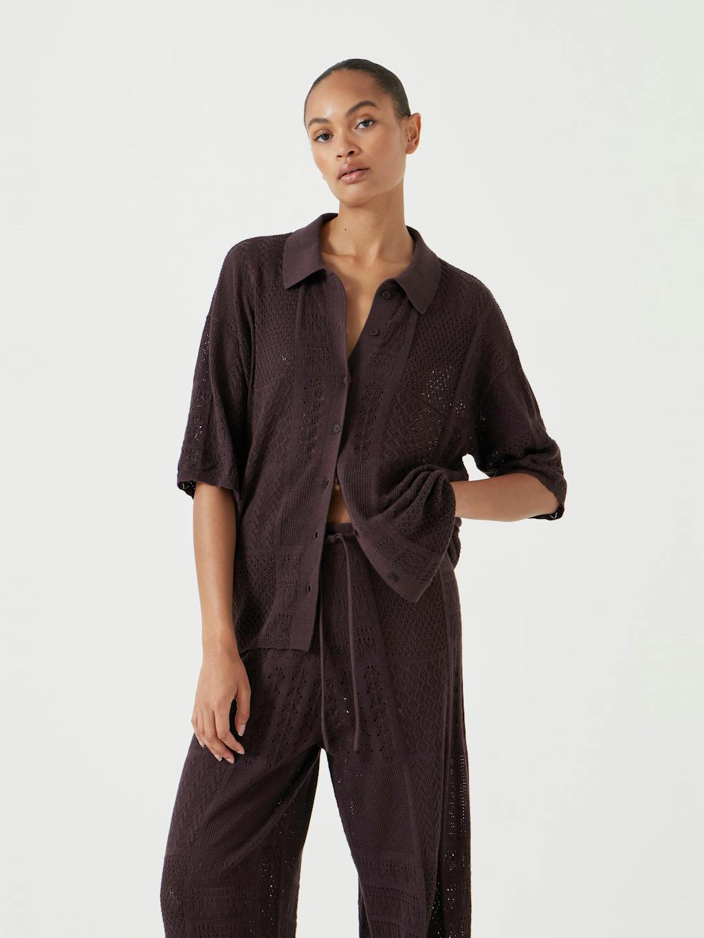 013123-0450-01 Patchwork Stitch Knitted Top