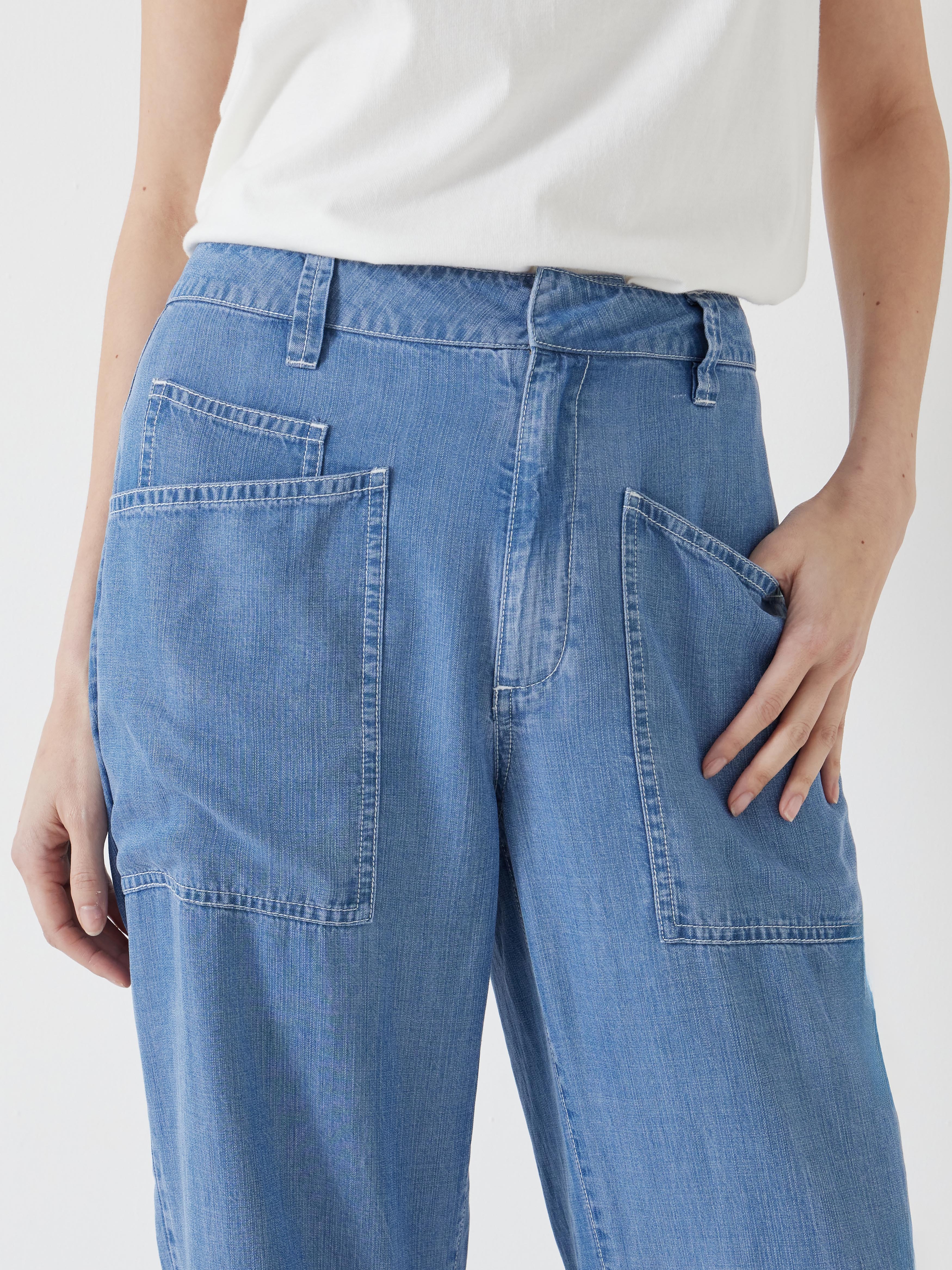 Chambray Cordi Barrel Leg Trousers