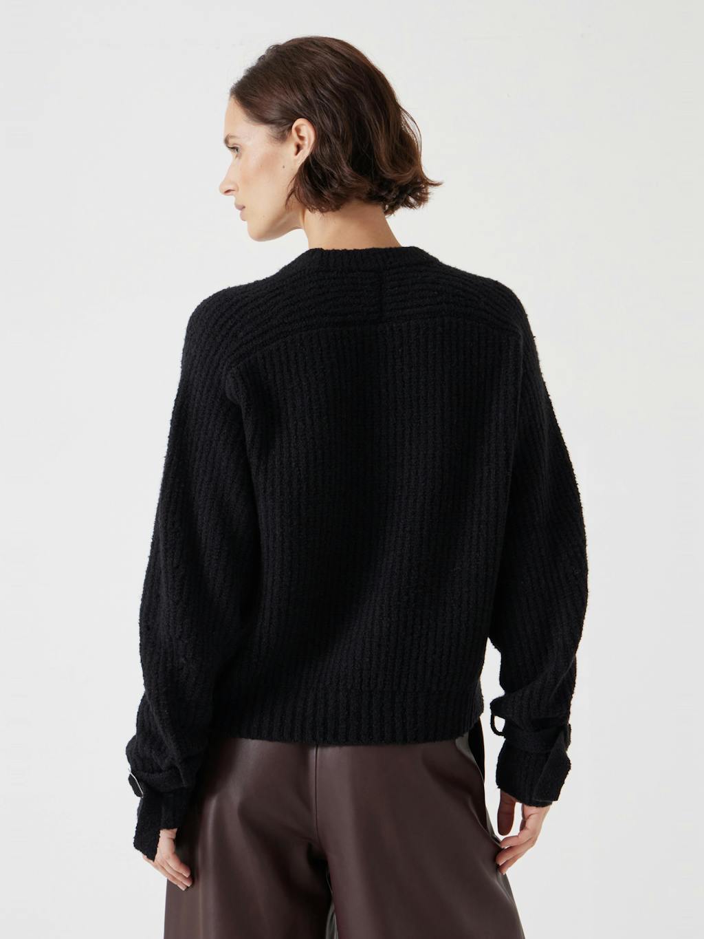 012950-0456-03 Tie and Buckle Detail Textured Knitted Jumper