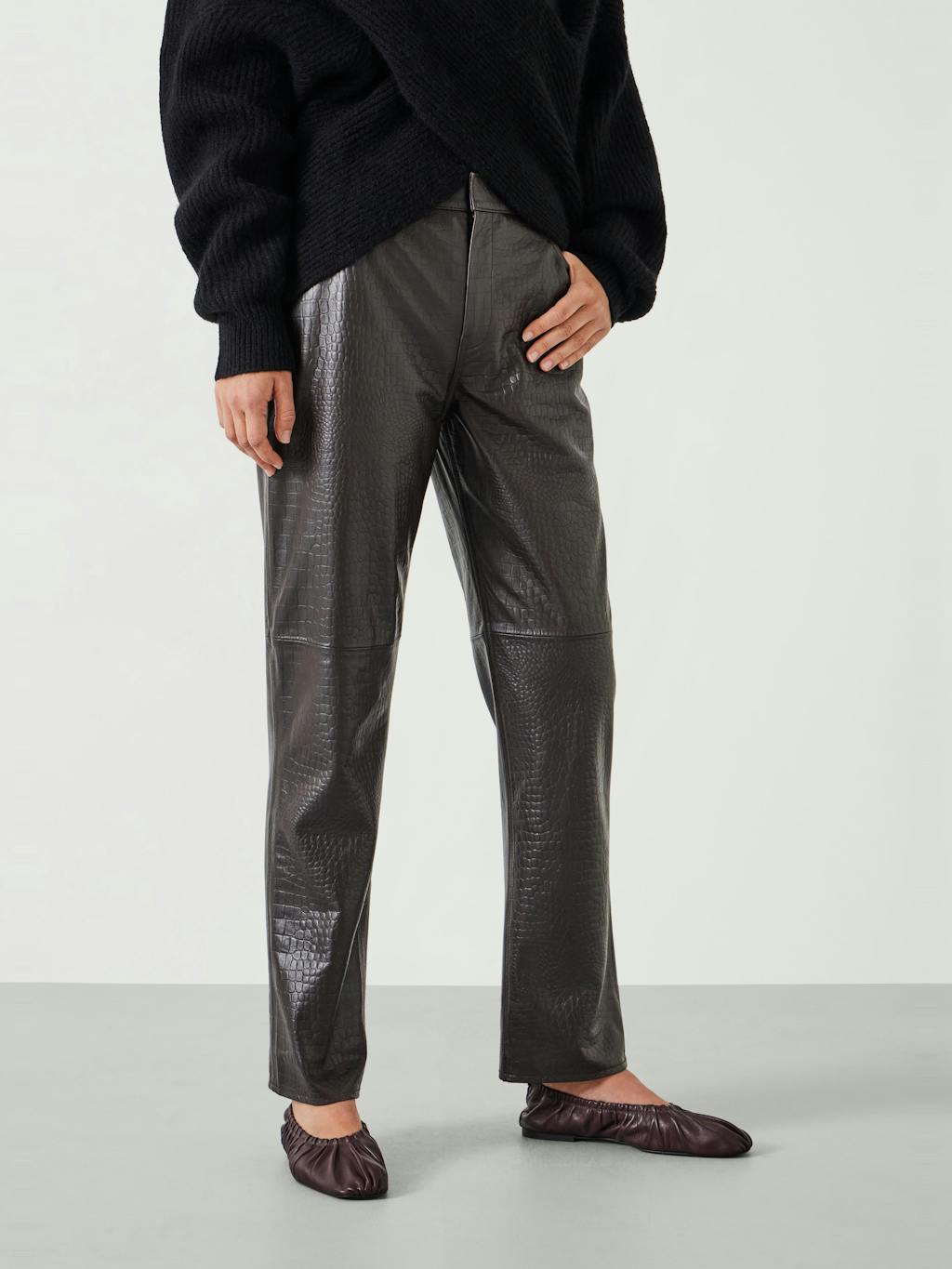 012537-0676-02 Crocodile Embossed Leather Trousers