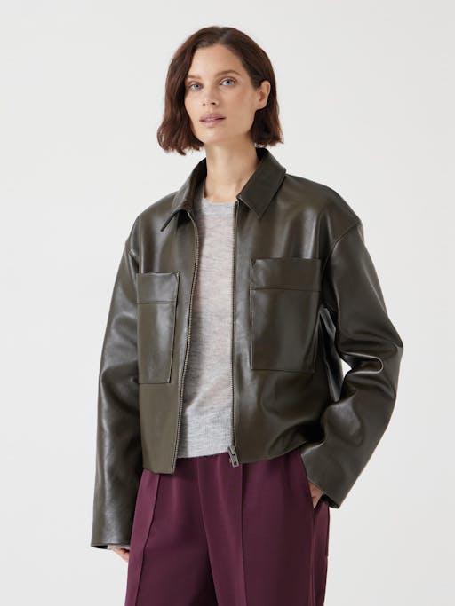 Zip Front Leather Jacket