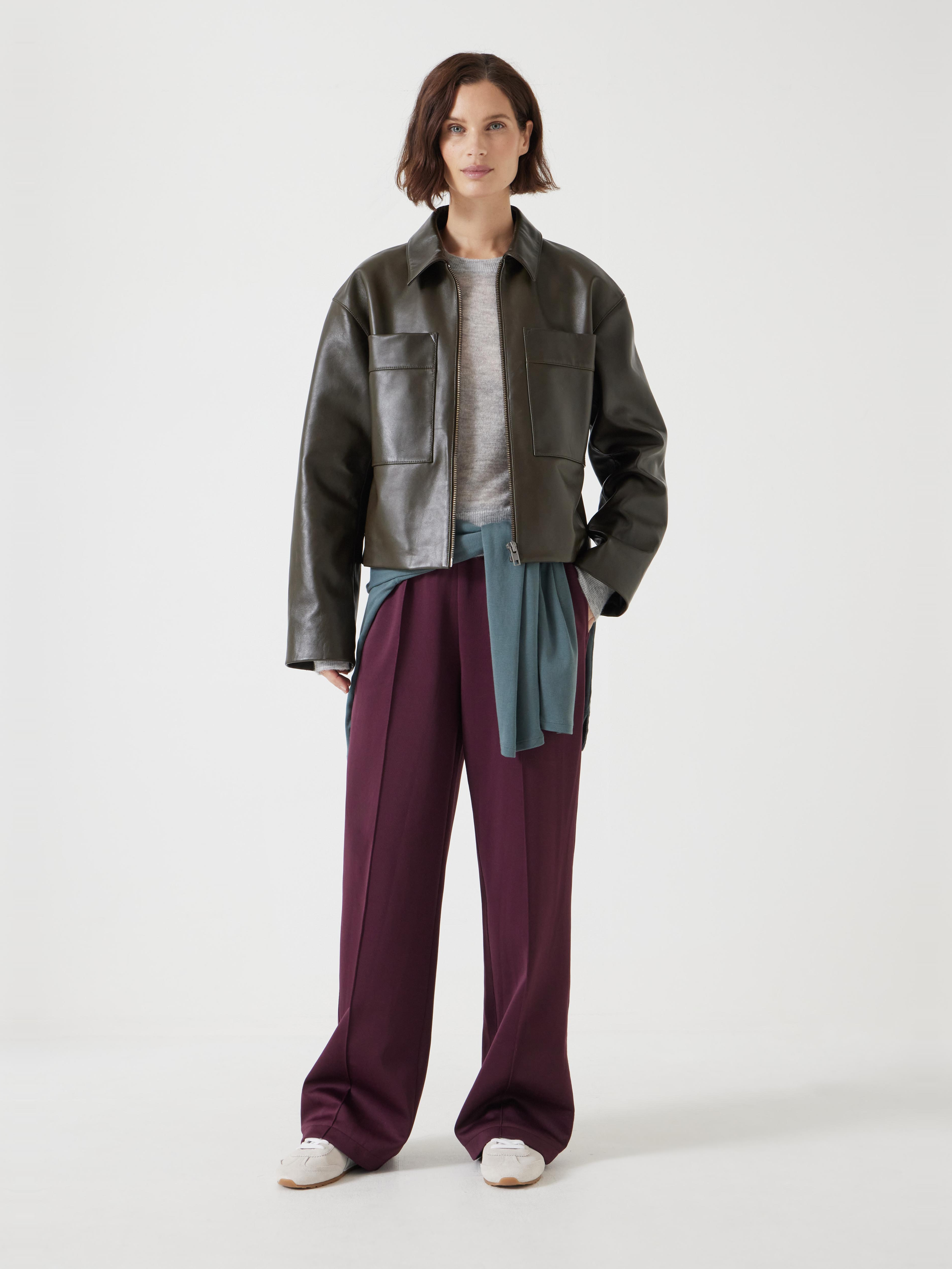 Zip Front Leather Jacket