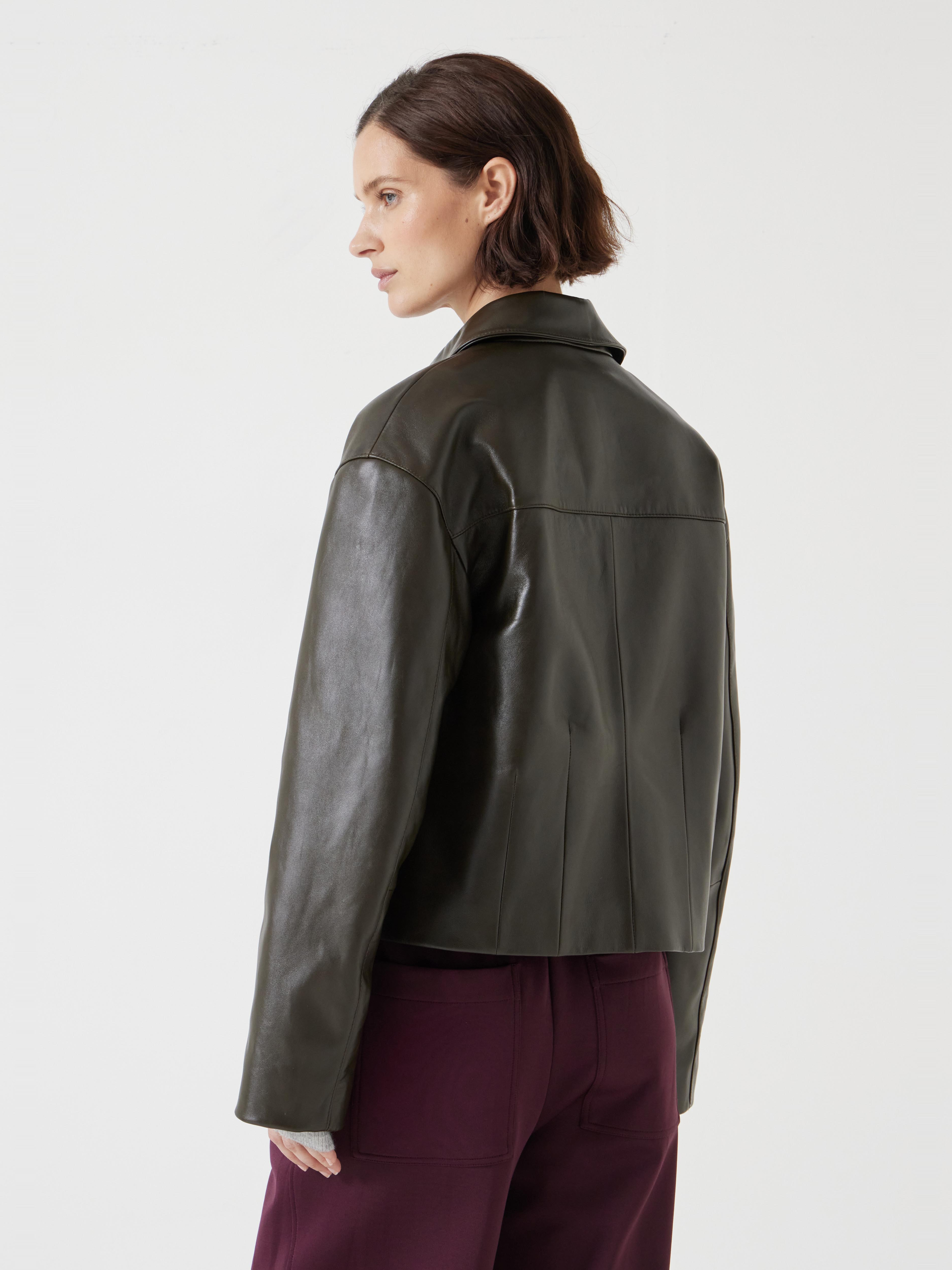 Zip Front Leather Jacket