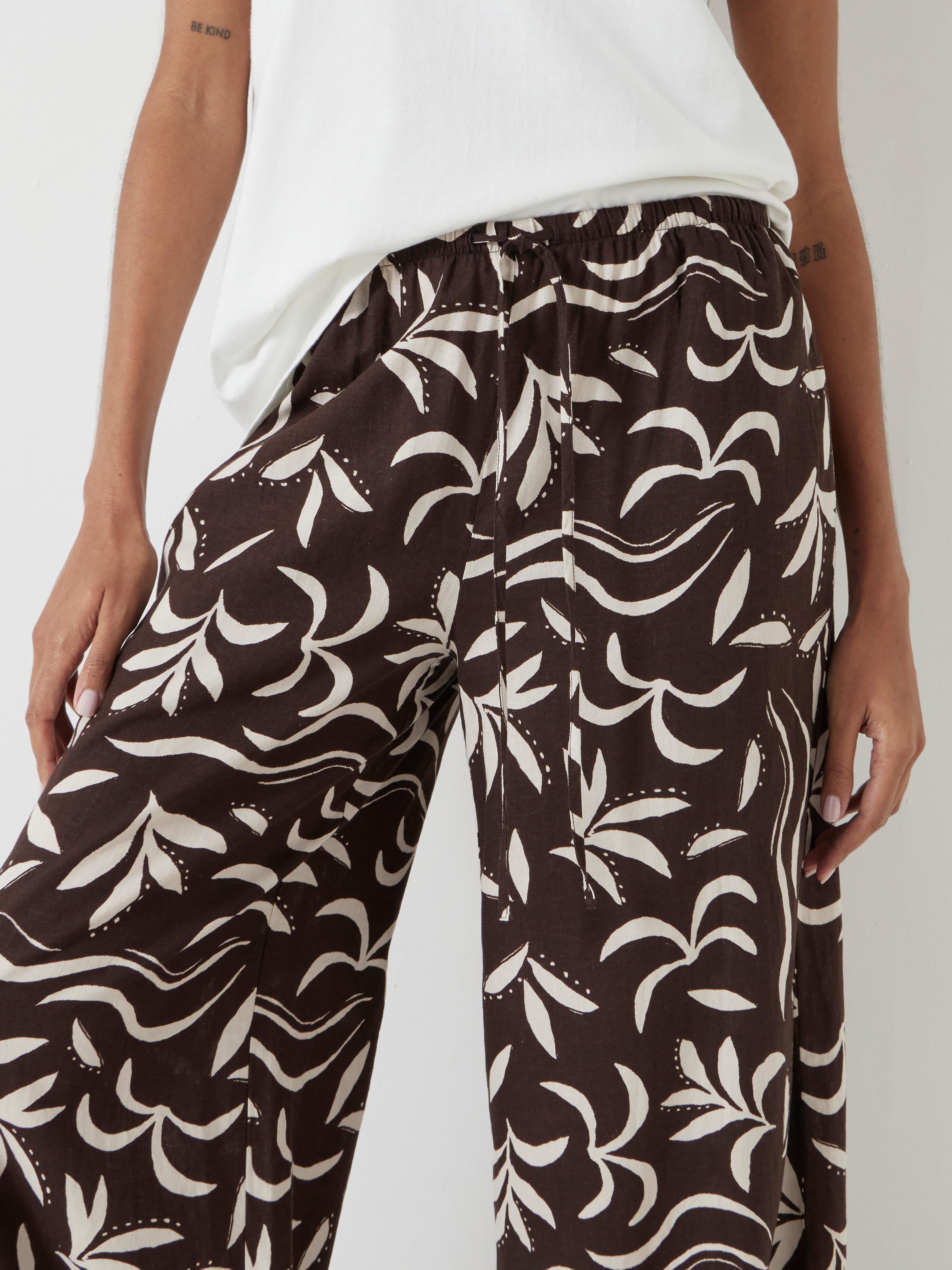 Printed Linen Blend Trousers