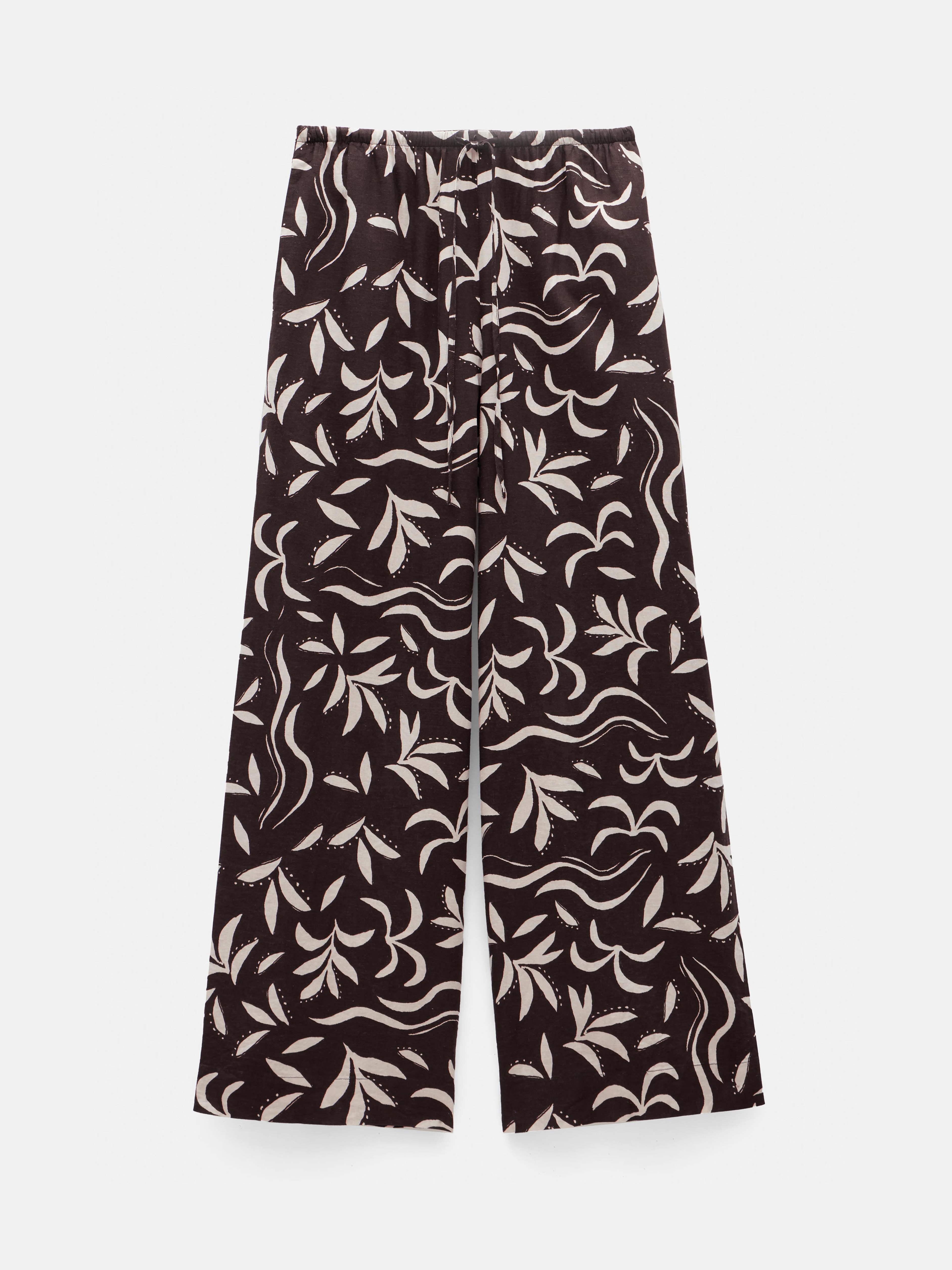 Printed Linen Blend Trousers