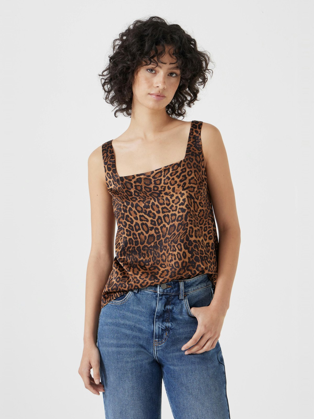 Square Neckline Tank Top | Brown Leopard Print | hush