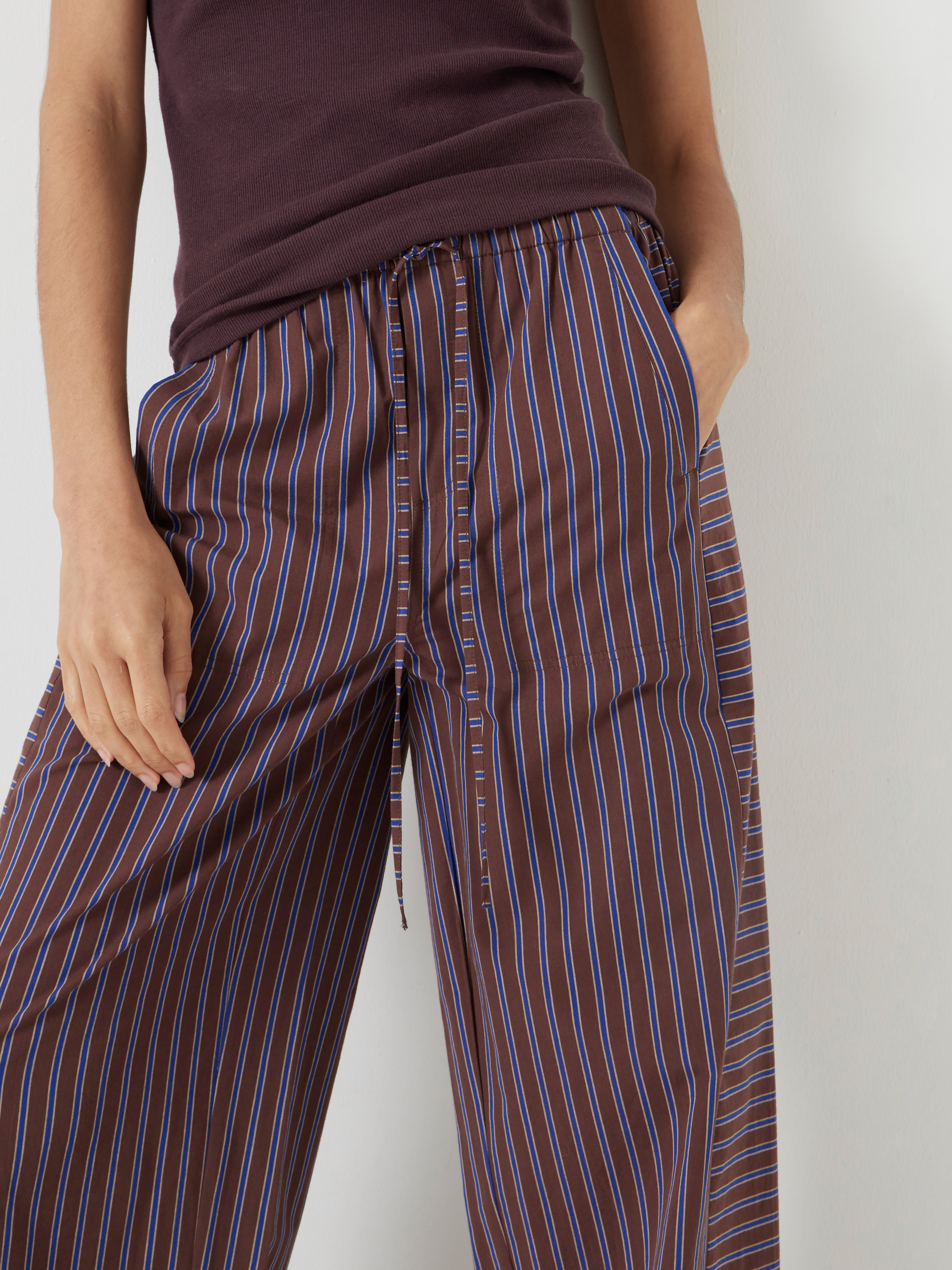 Cotton Stripe Pull On Trousers
