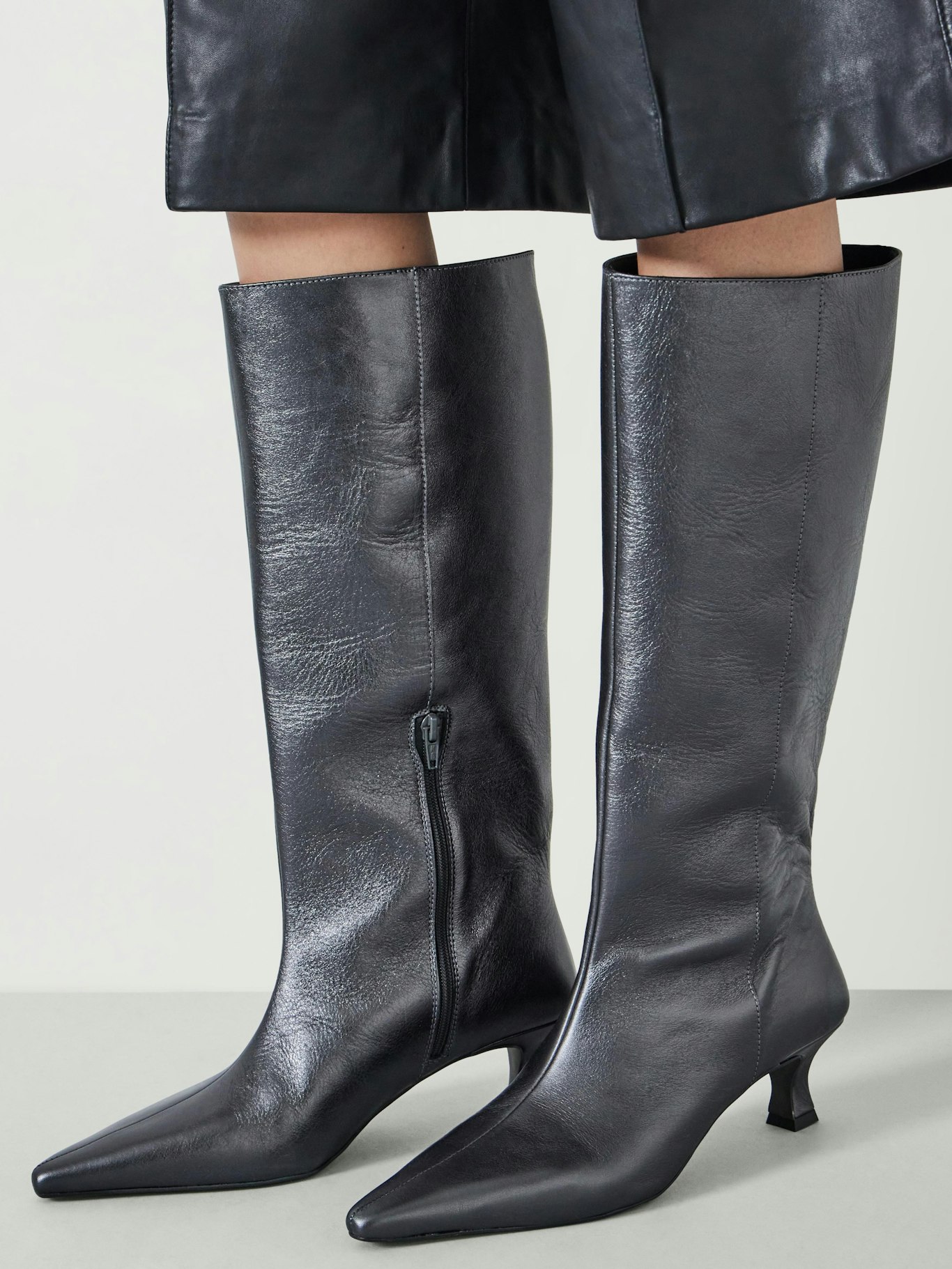 012245-0403-02 Katlynn Leather Kitten Heel Knee Boots
