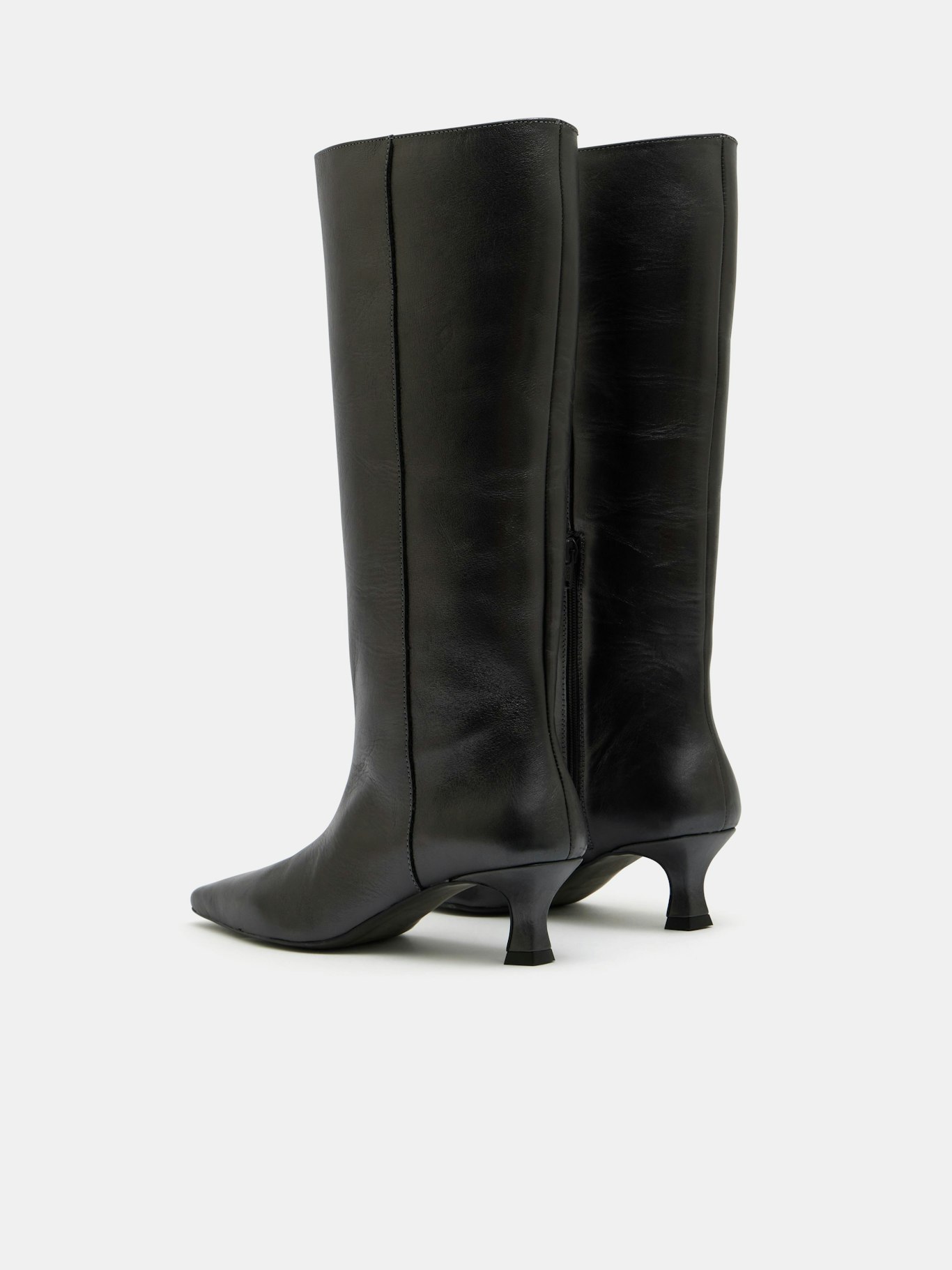 012245-0403-04 Katlynn Leather Kitten Heel Knee Boots