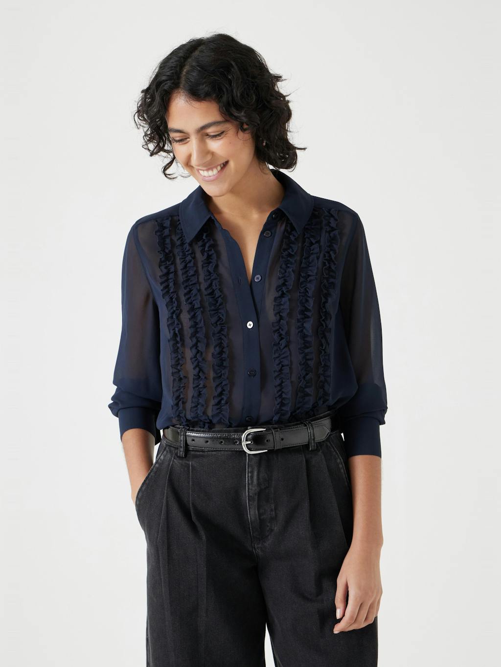 012728-1659-01 Chiffon Ruffle Blouse