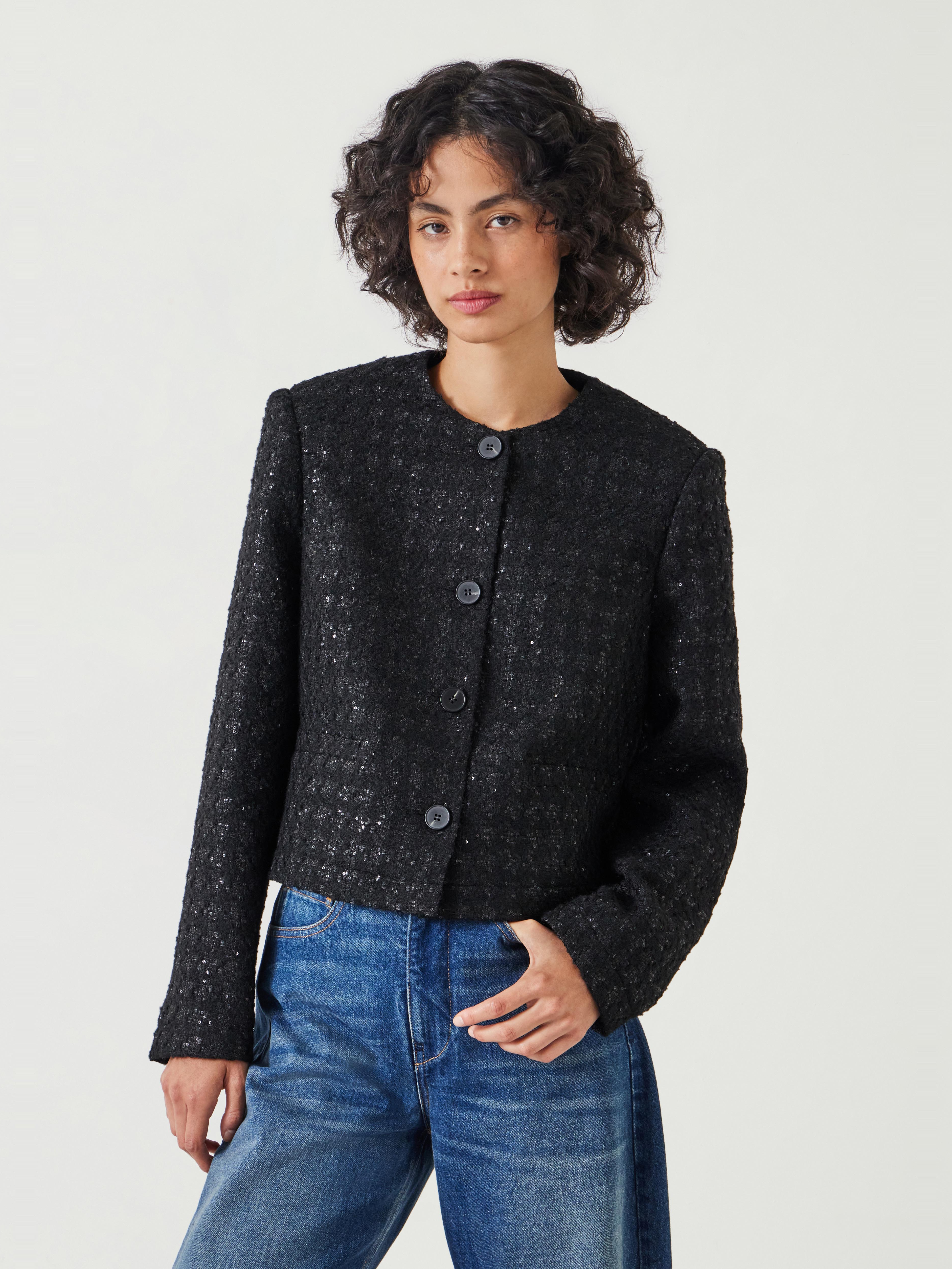 Ester Sequin Boucle Jacket | Black | hush