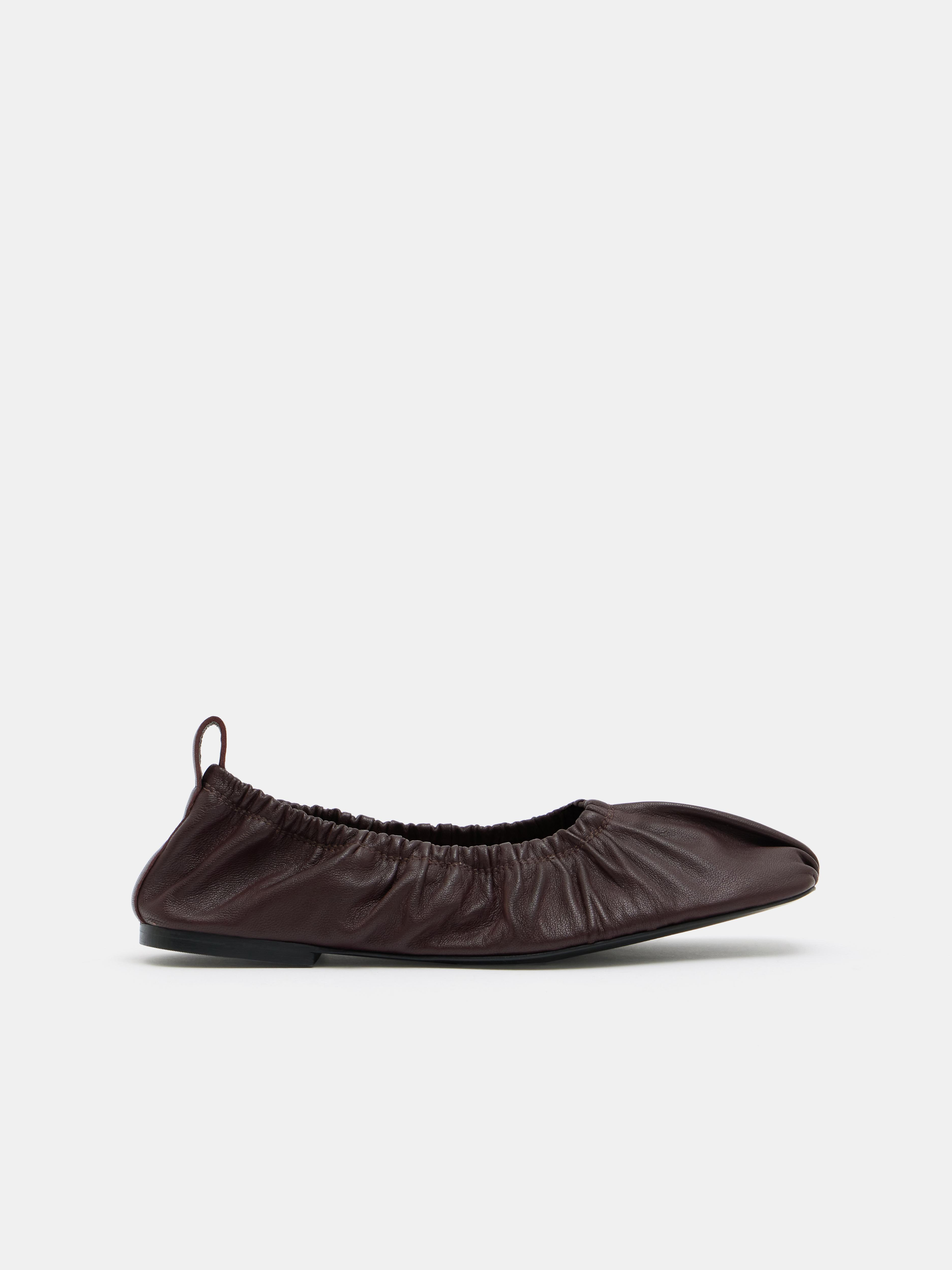 Ruby Ruched Leather Ballet Flats