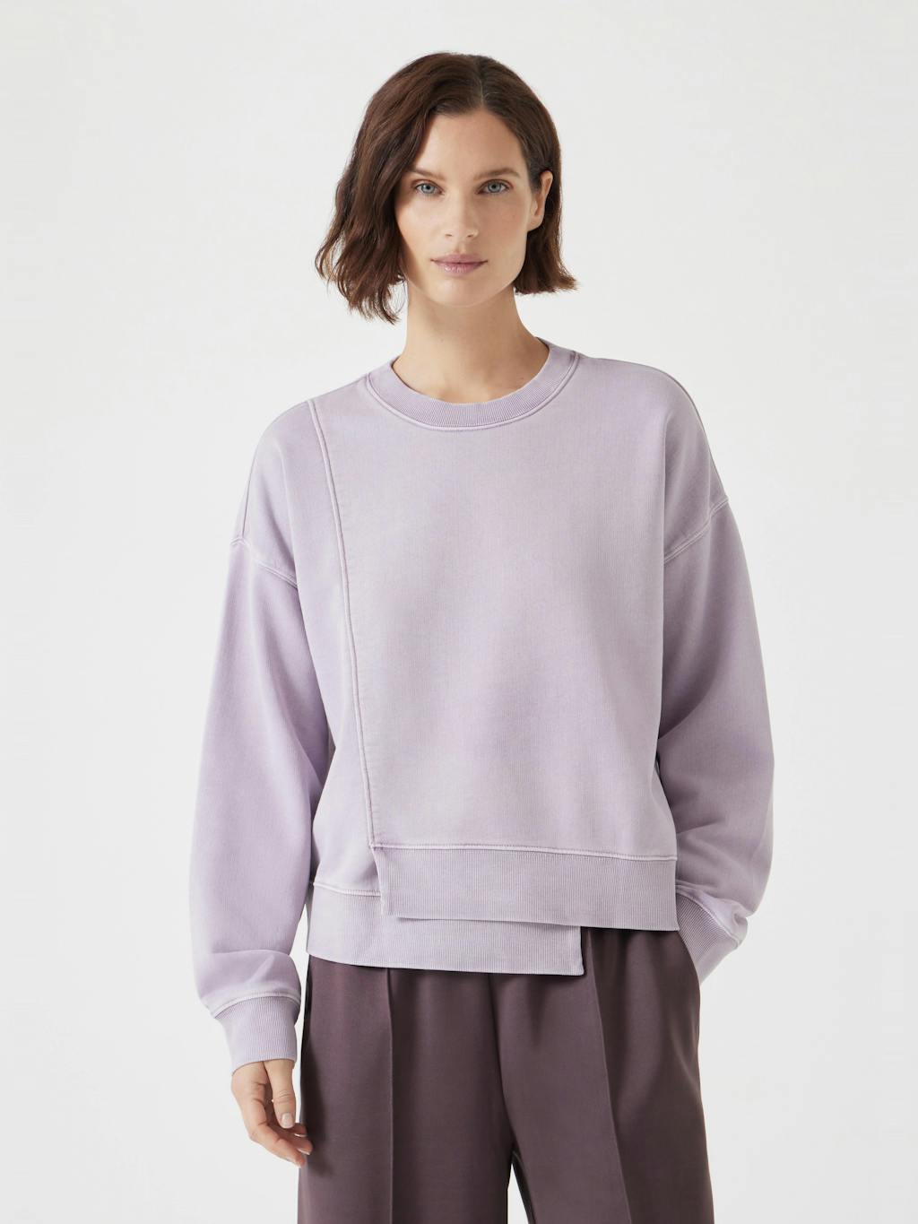 013223-1437-01 Asymmetric Layered Washed Sweatshirt