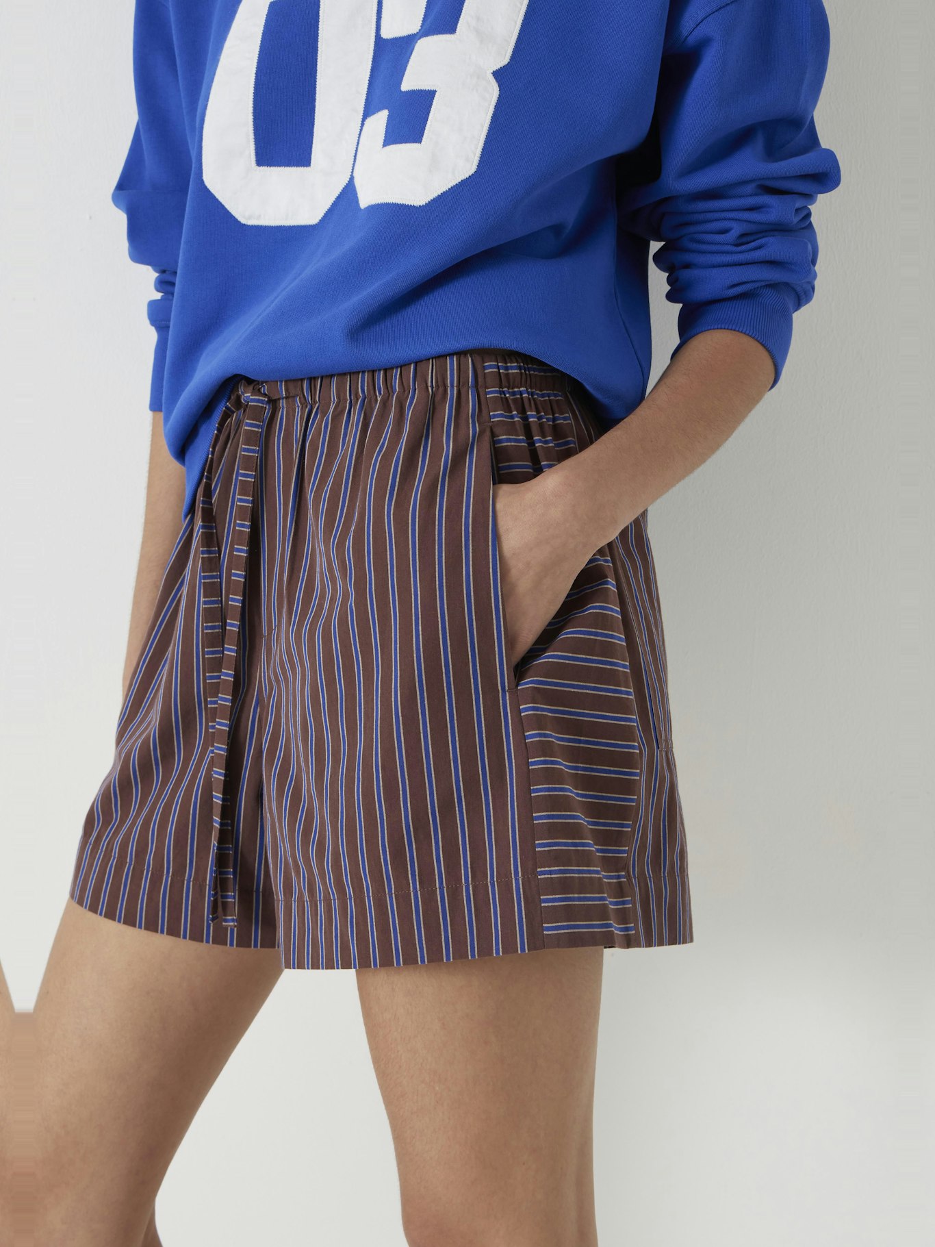 012985-0083-04 Margot Cotton Poplin Stripe Pull On Boxer Shorts