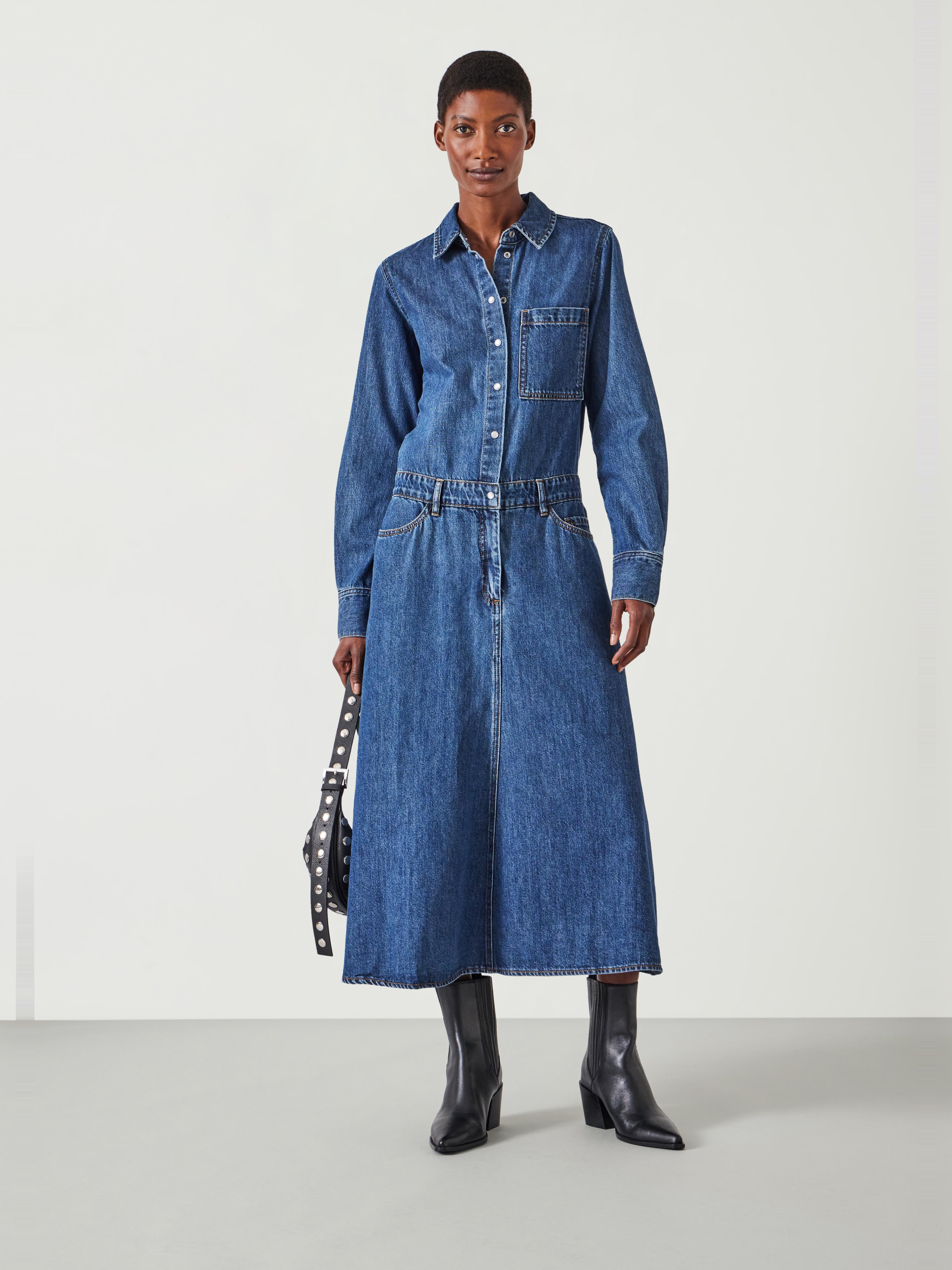 Bella Midi Denim Dress - Light Authentic Blue