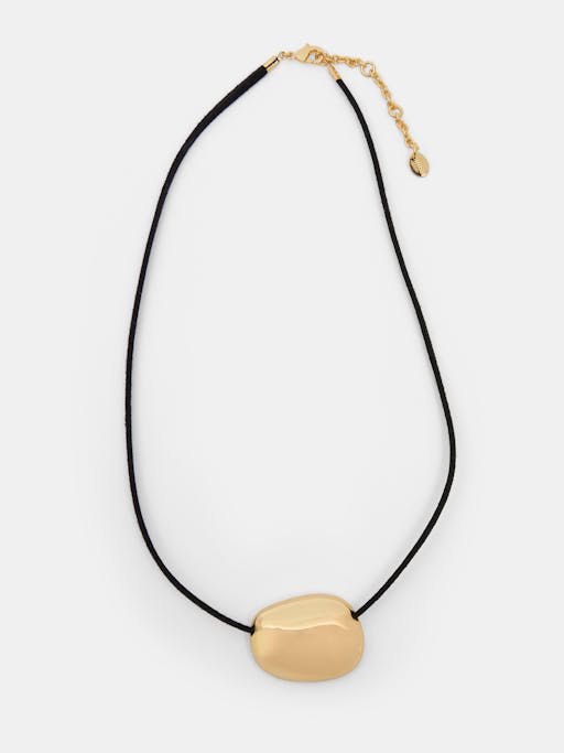 Pebble Pendant Cord Necklace