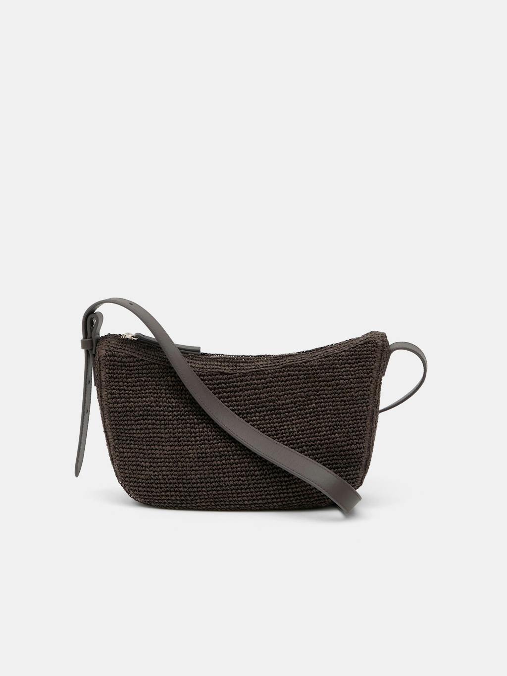 013611-0450-01 Raffia Crossbody Bag with Leather Strap