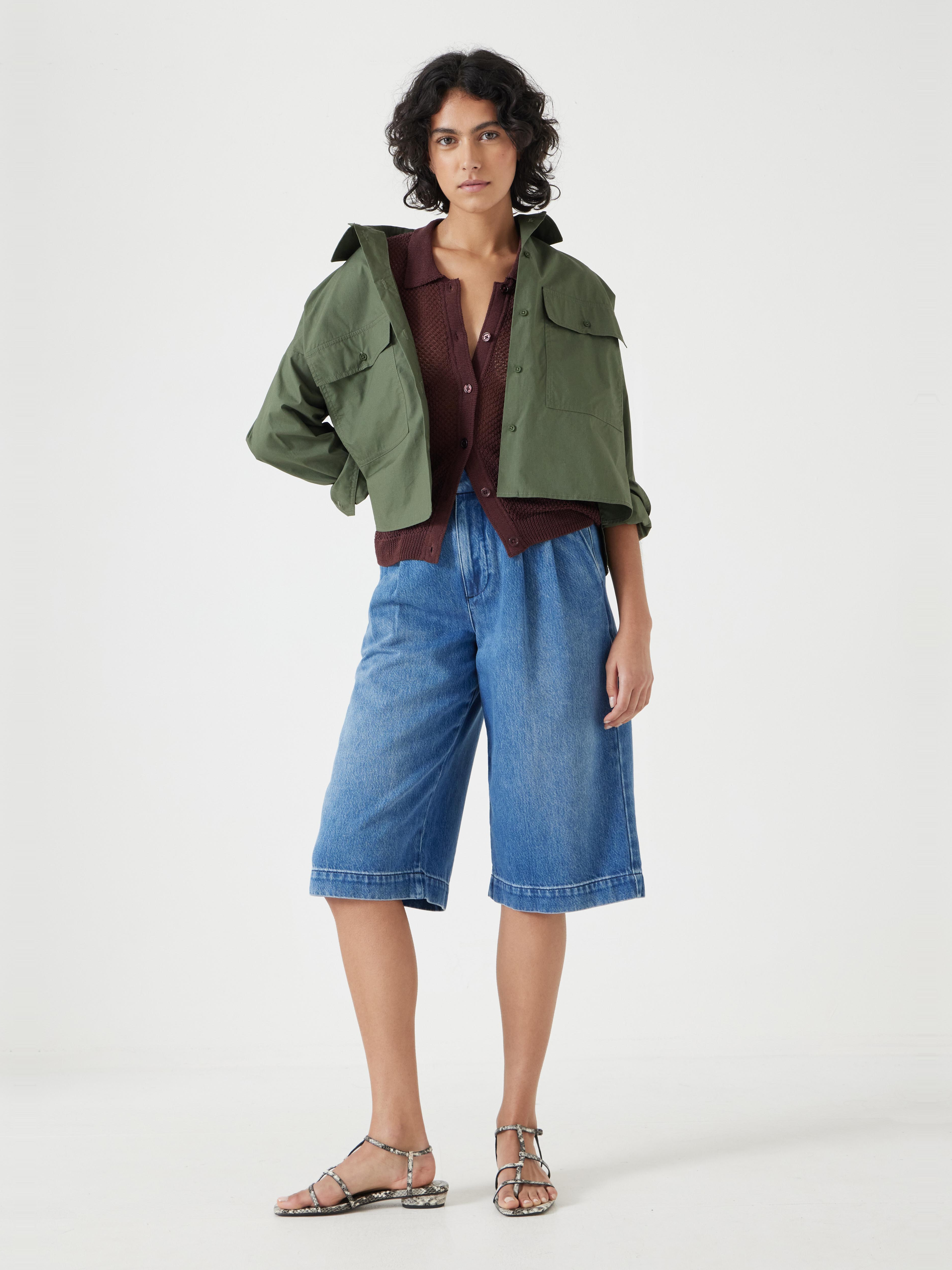 Lya Cropped Denim Bermuda Shorts