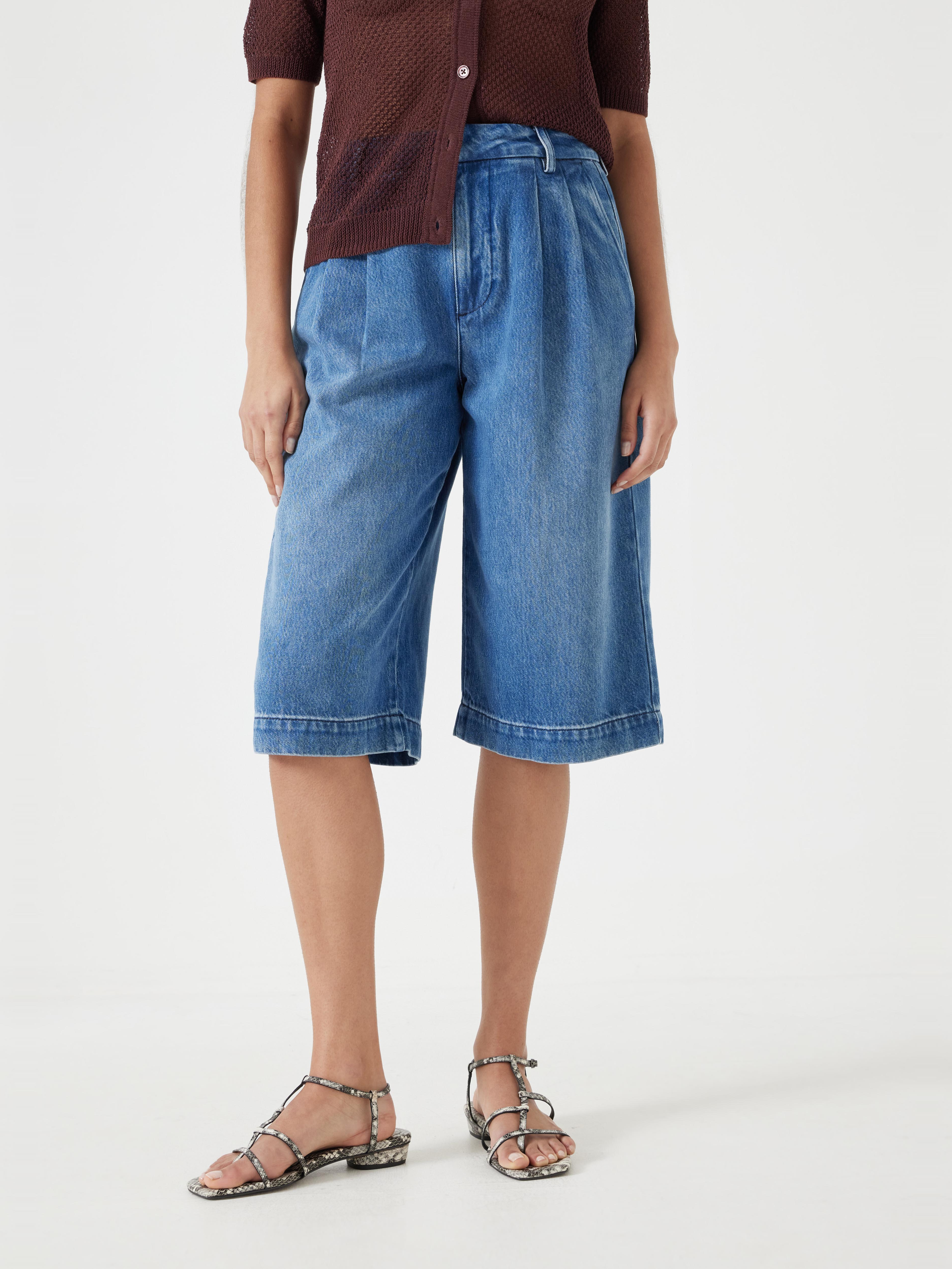 Lya Cropped Denim Bermuda Shorts