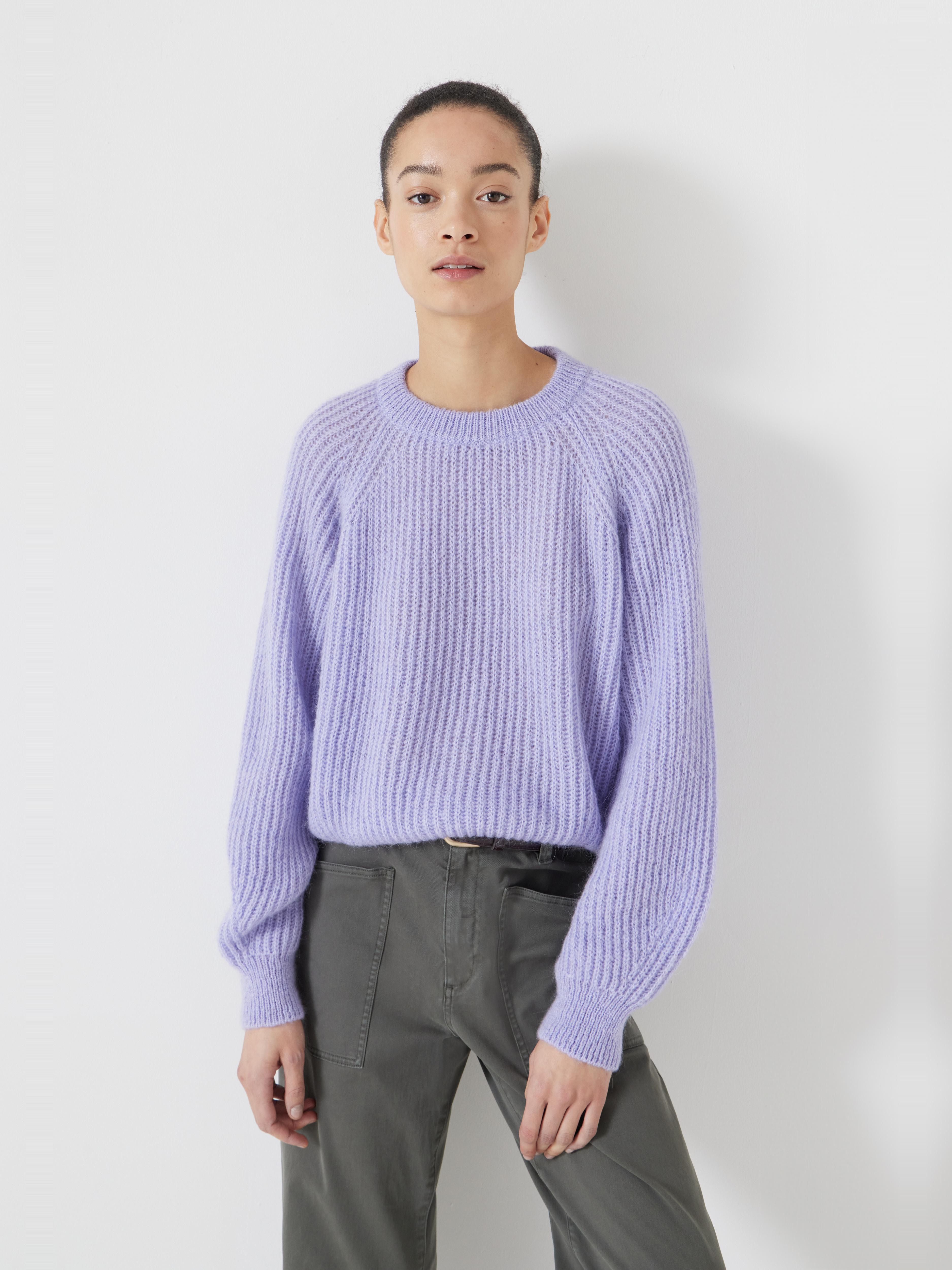 Fluffy Rib Crew Jumper | Soft Lilac | hush