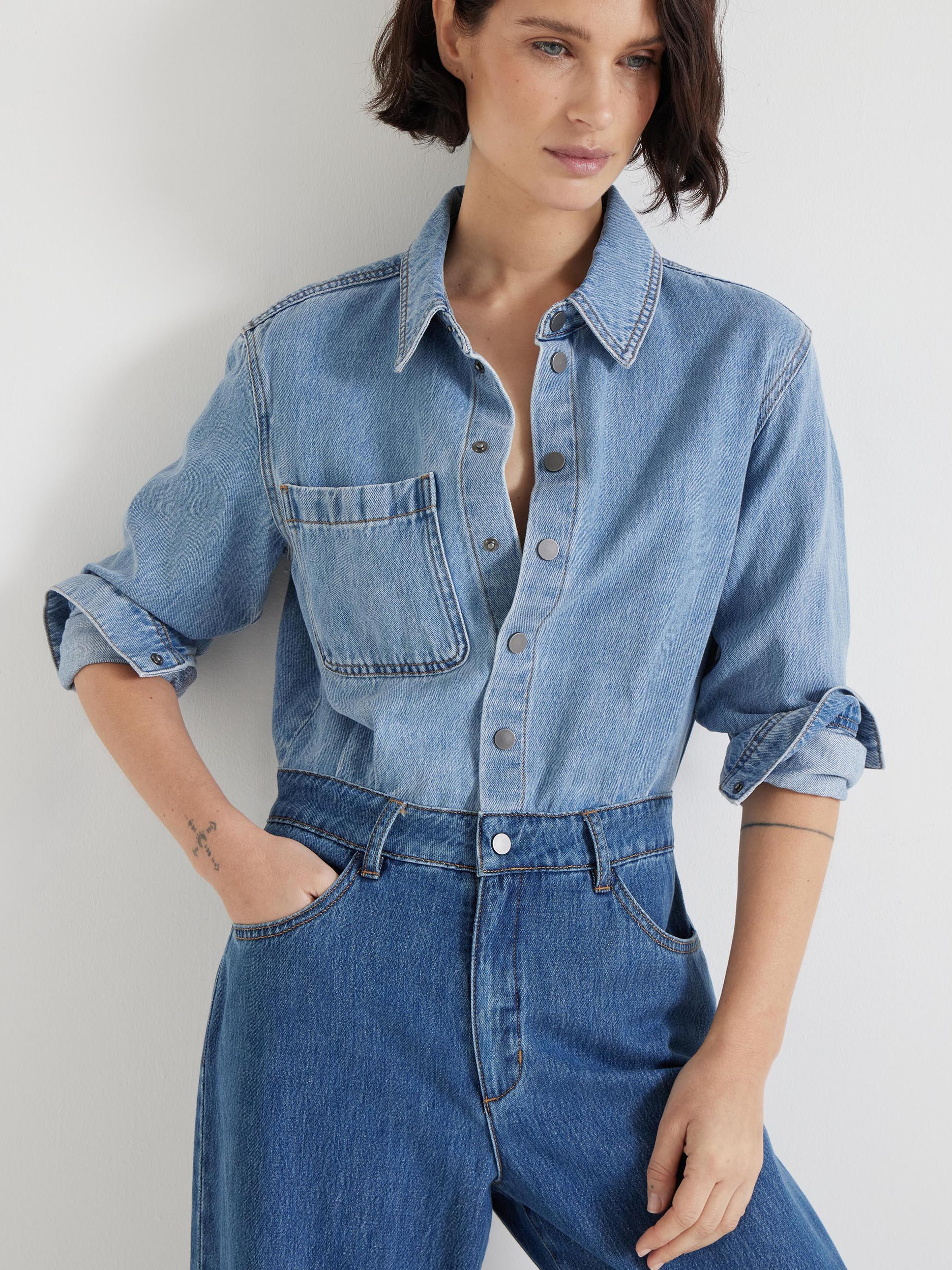 Two Tone Evelyn Denim Jumpsuit