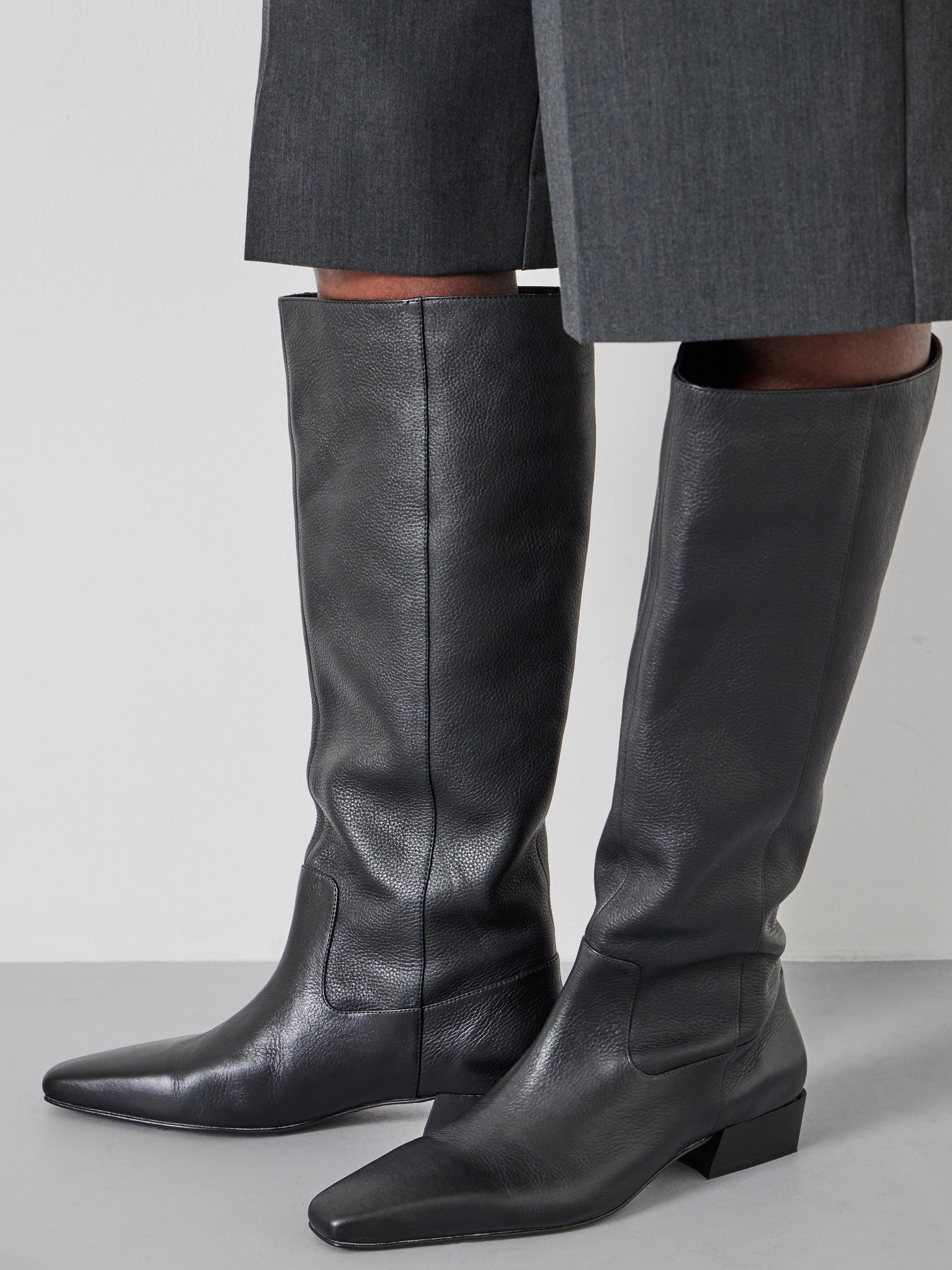 Square Toe Knee High Boots