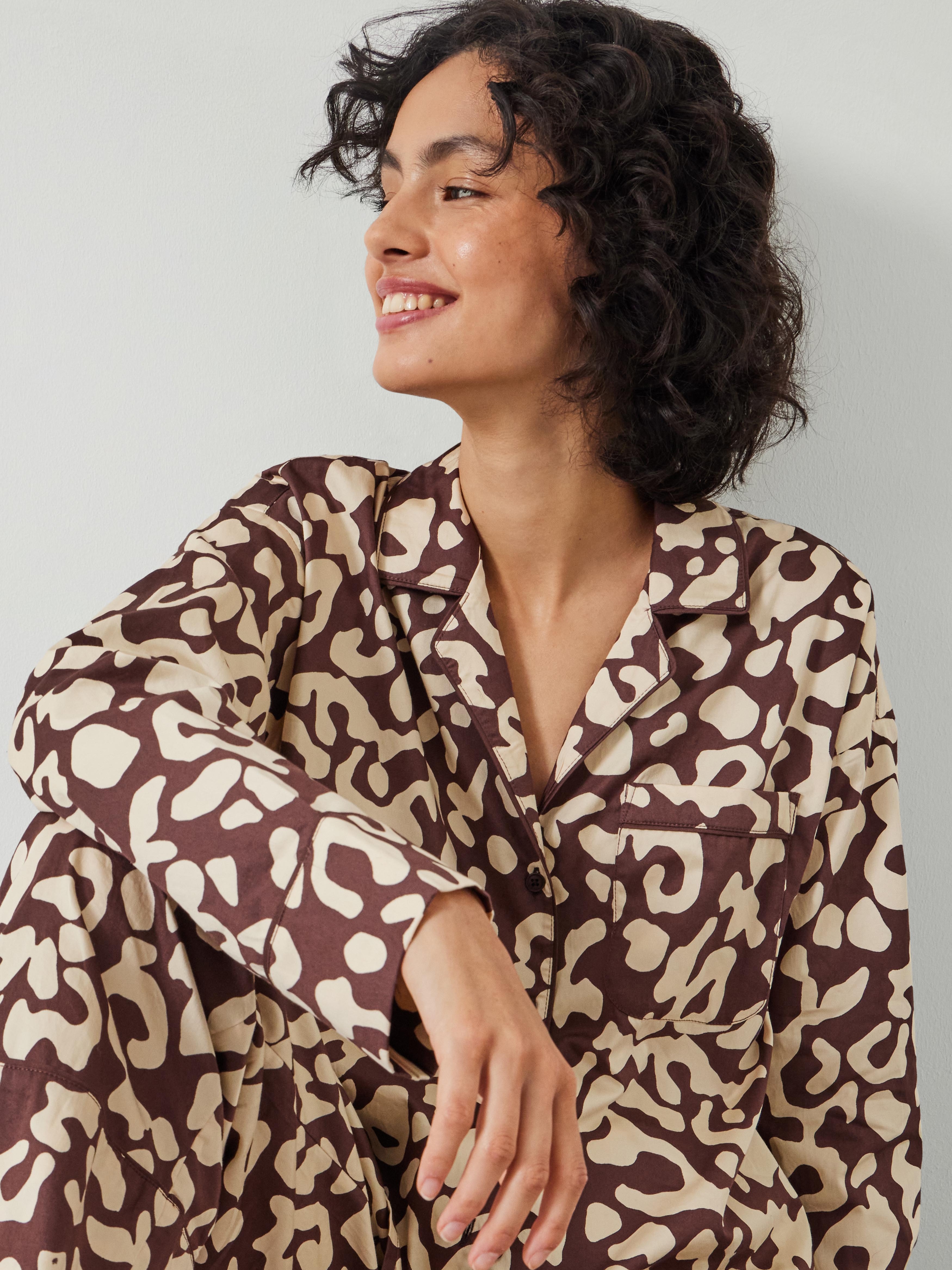 Angelina Cotton Satin Animal Print Pyjamas