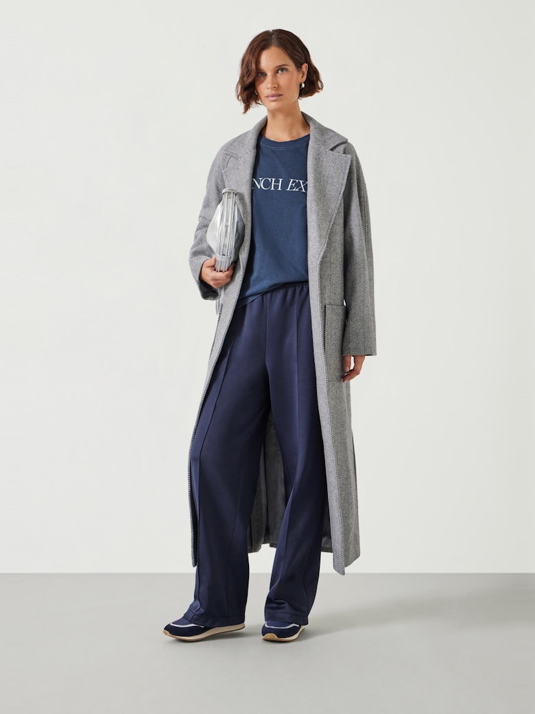 Kaitlin Lined Wool Blend Oversized Herringbone Coat