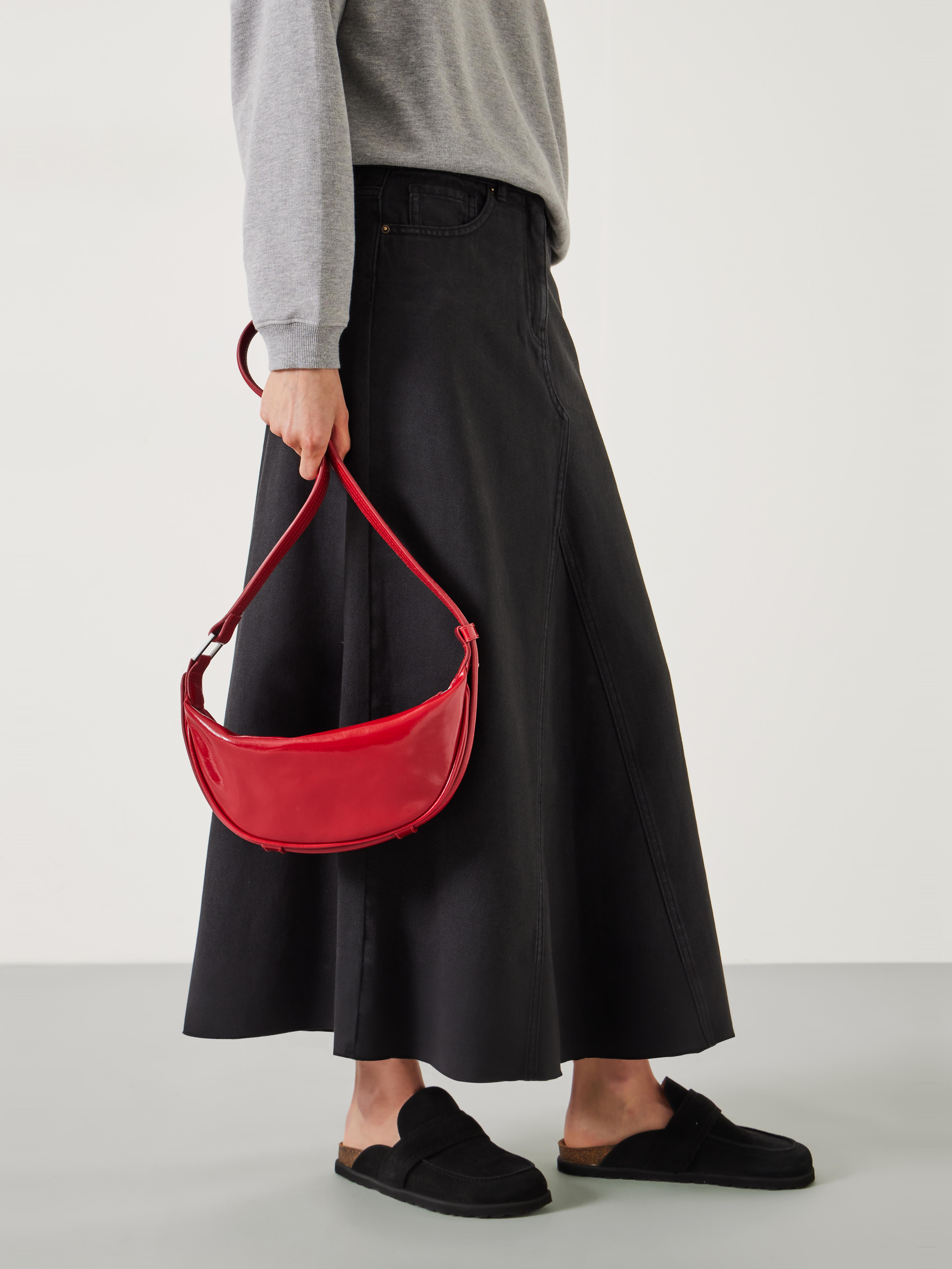 Rory Crescent Leather Crossbody Bag