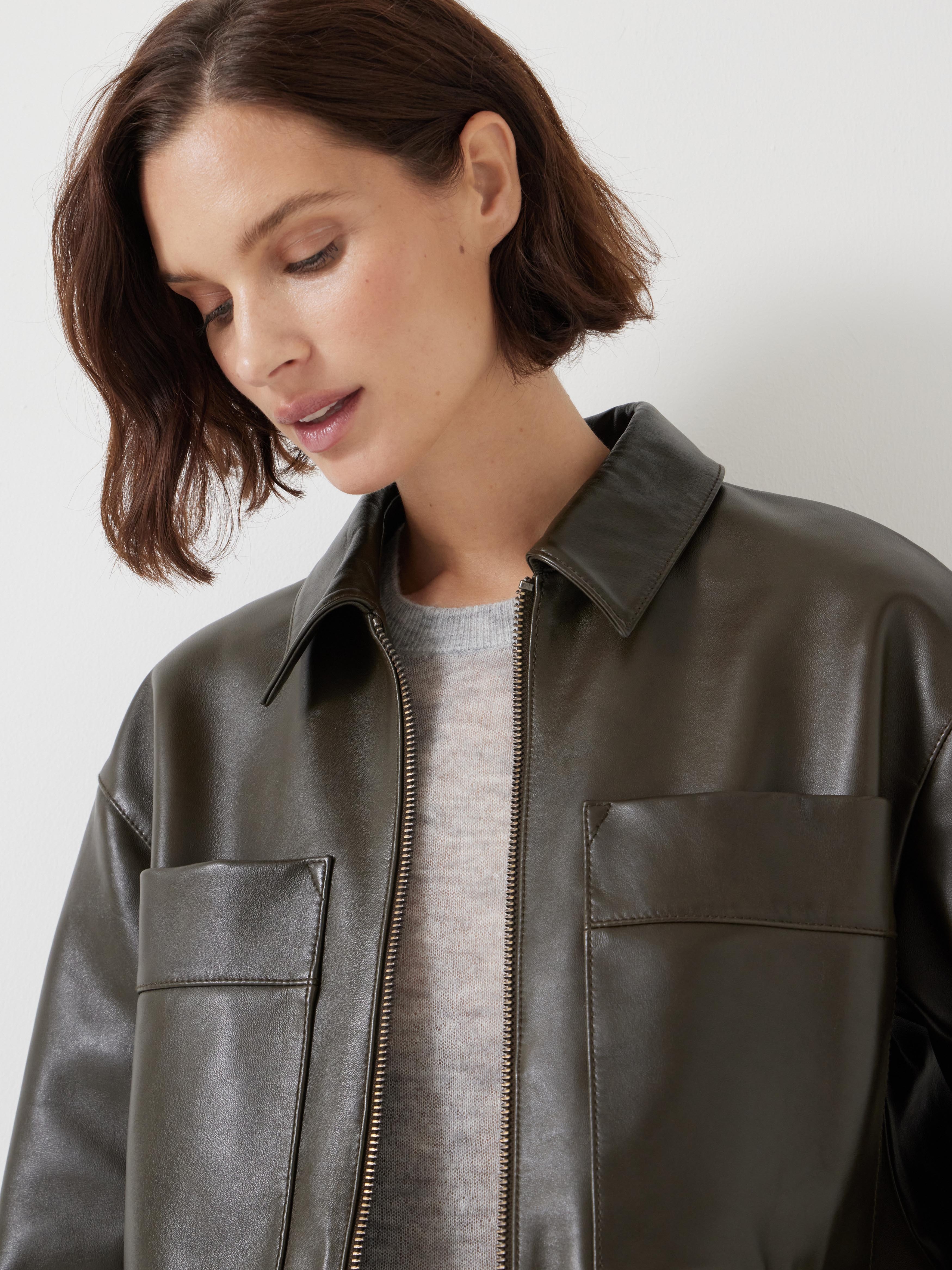 Zip Front Leather Jacket