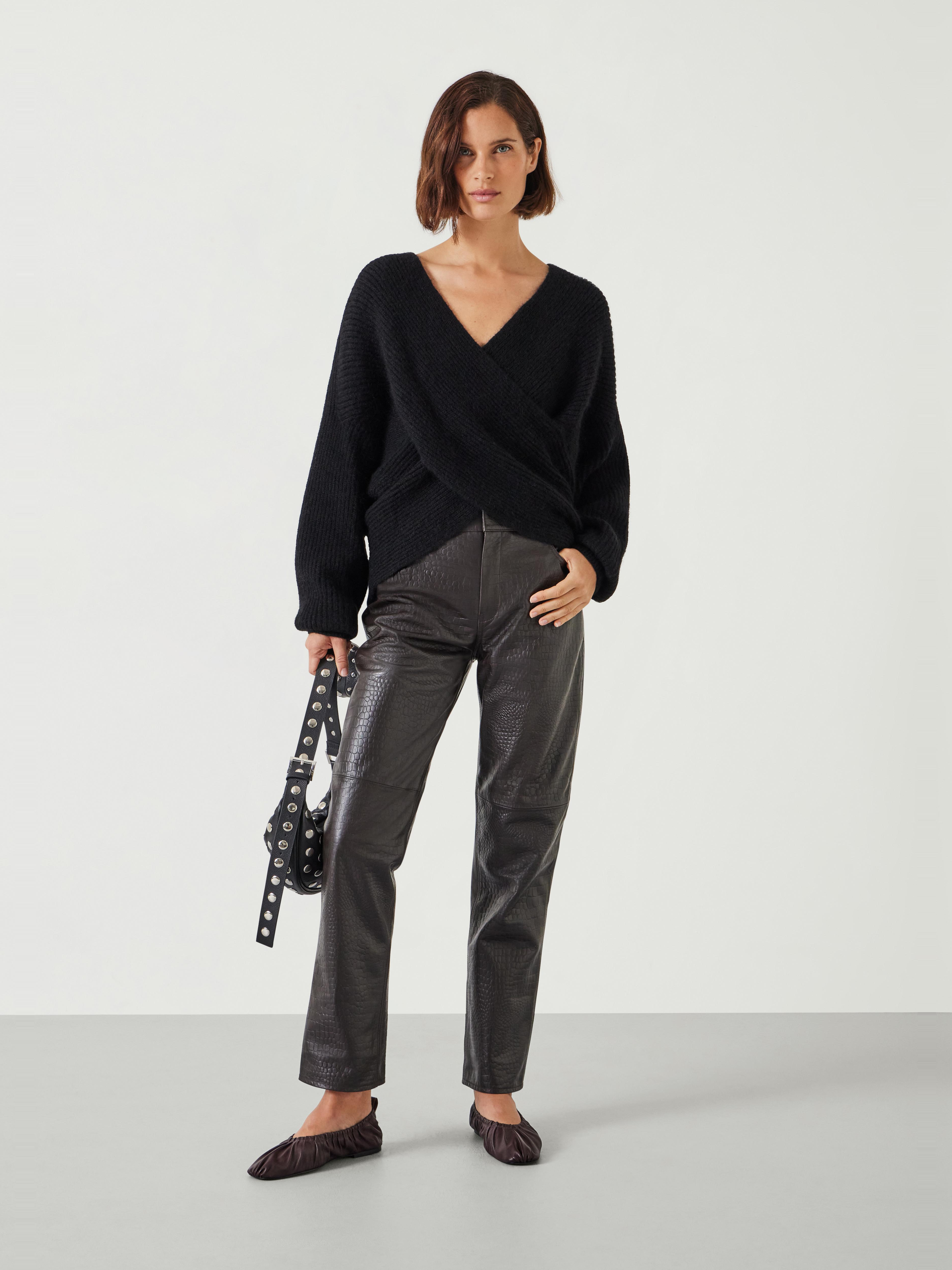 Crocodile Embossed Leather Trousers