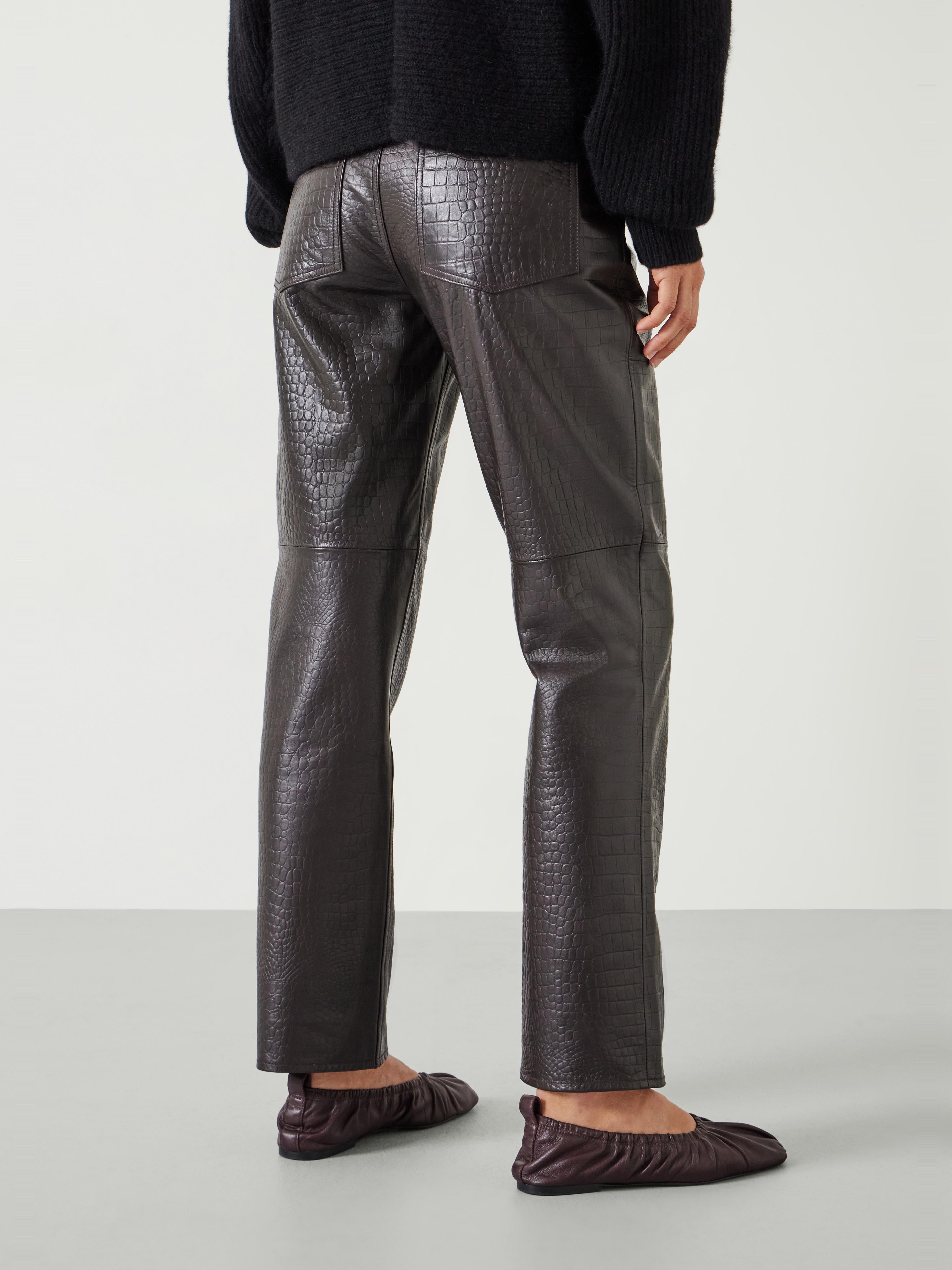 Crocodile Embossed Leather Trousers