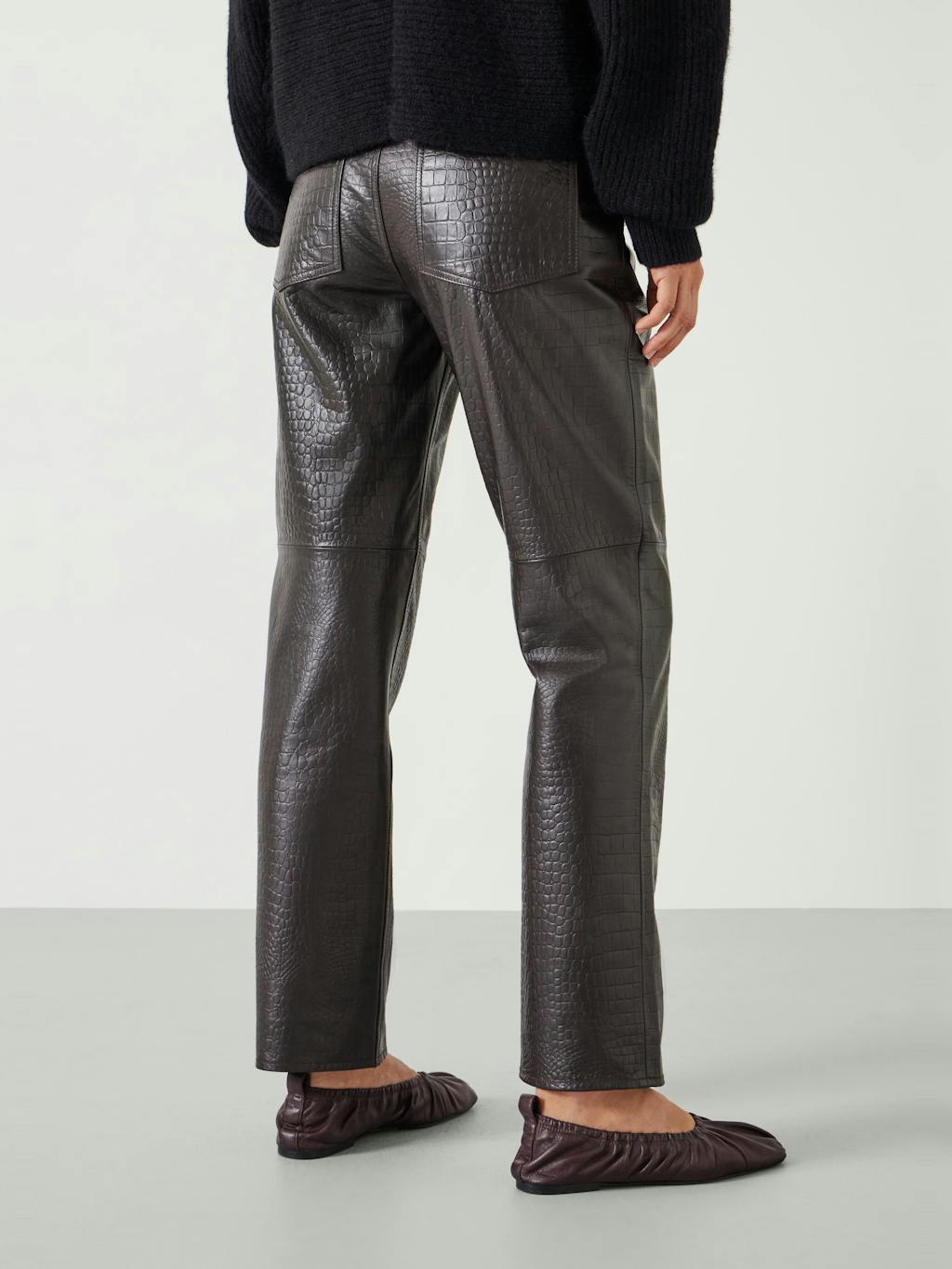 012537-0676-03 Crocodile Embossed Leather Trousers