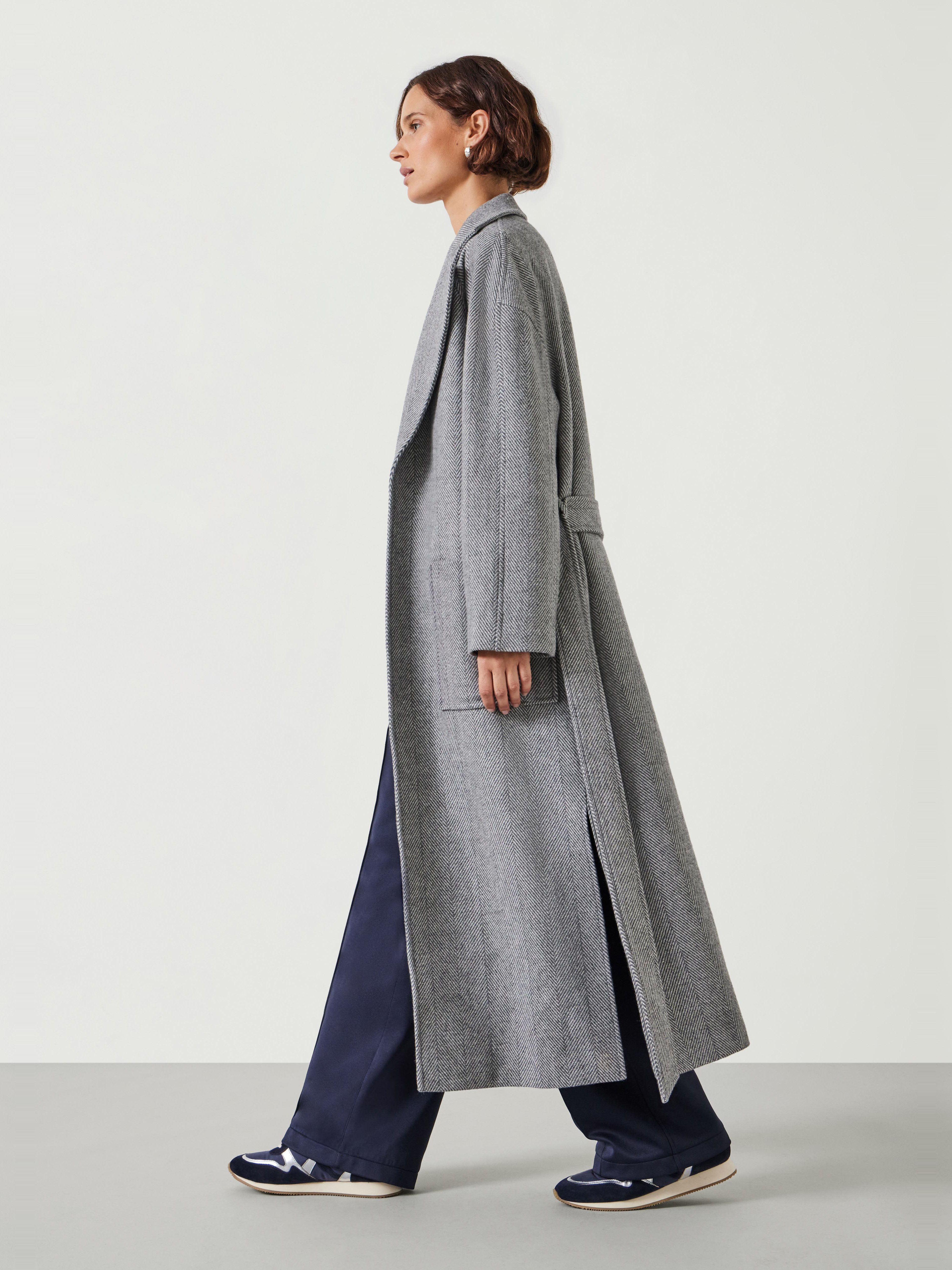 Kaitlin Wool Blend Herringbone Coat