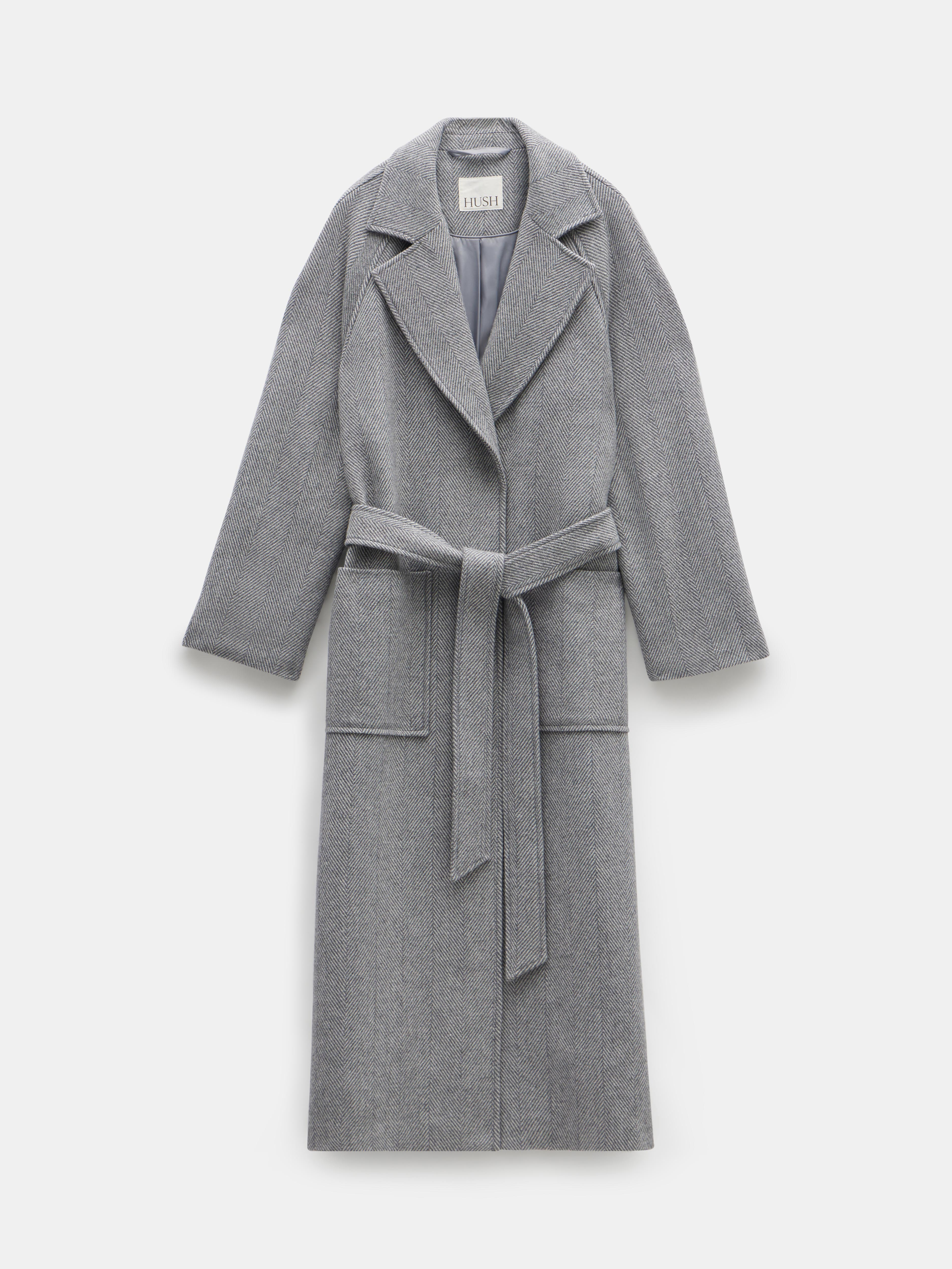 Kaitlin Wool Blend Herringbone Coat
