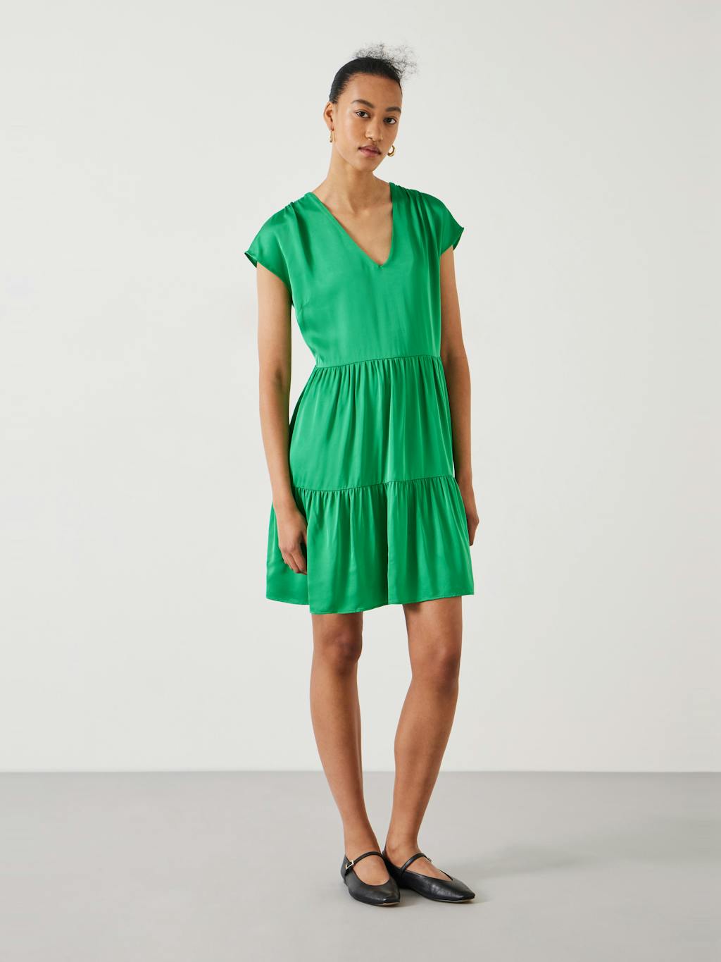 011412-2158-01 Lily Oversized Satin Gathers Mini Dress