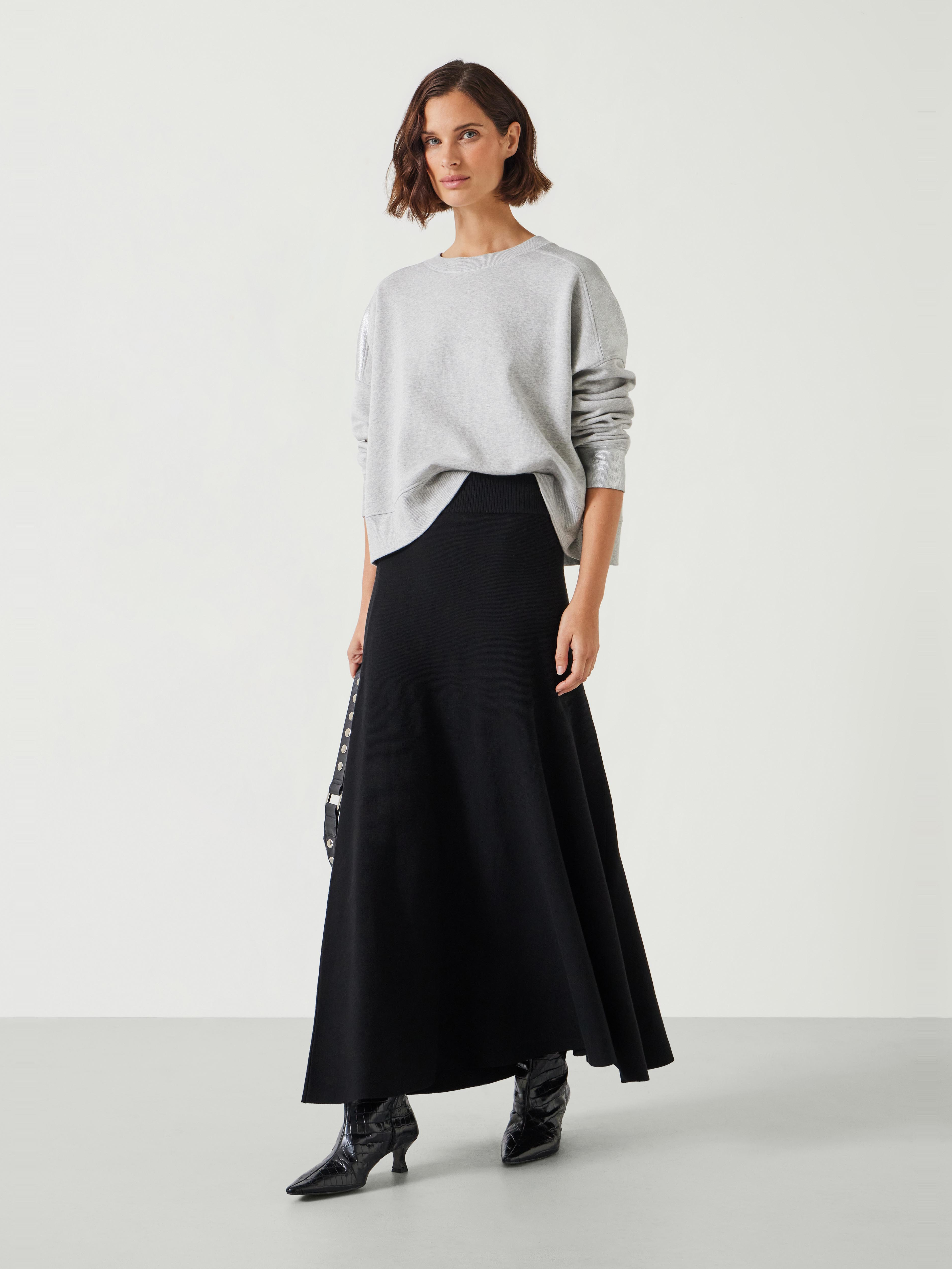 Zola Volume Knitted Midi Skirt | Black | hush