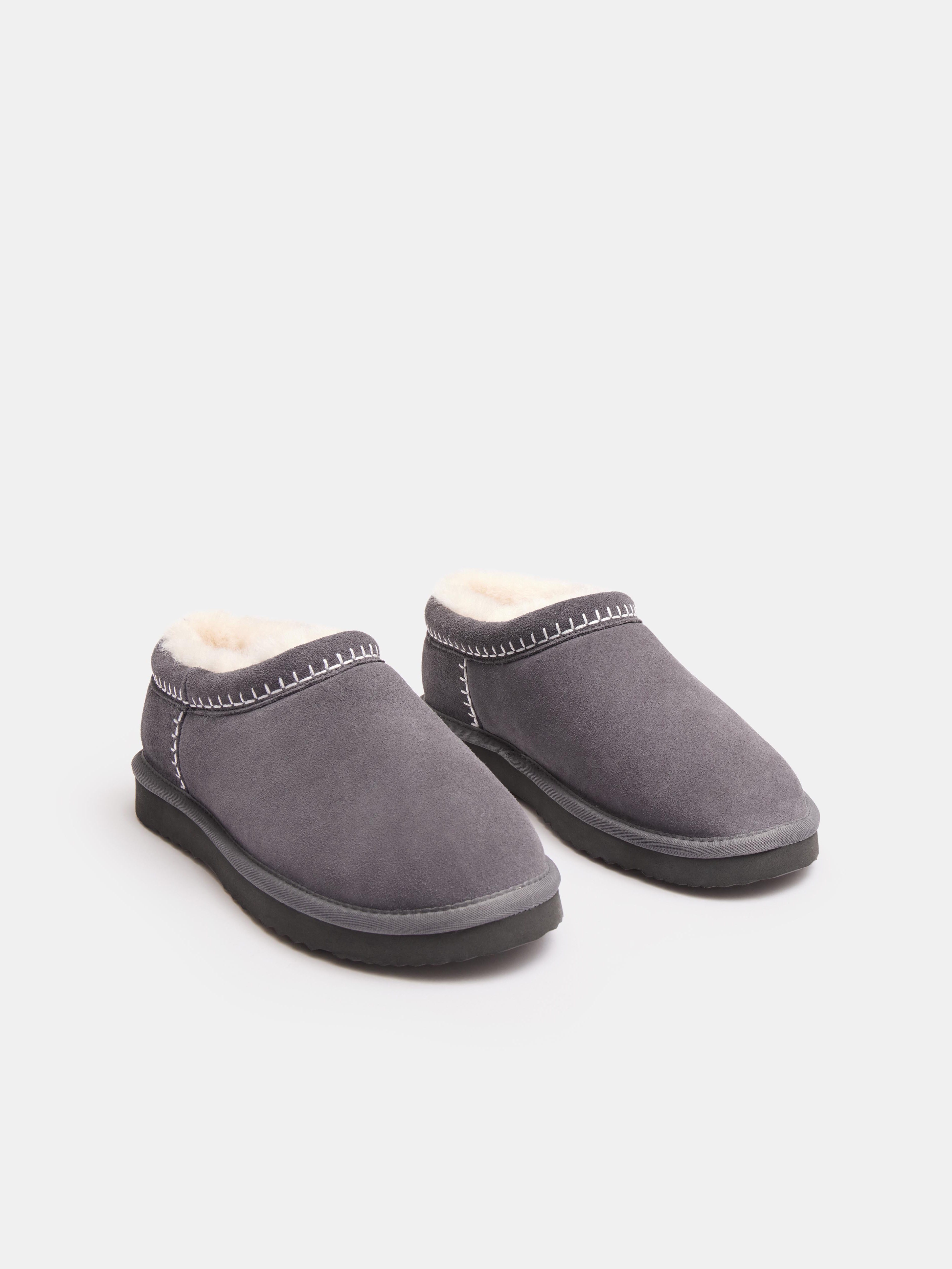 Padded Collar Sheepskin Snug Slippers