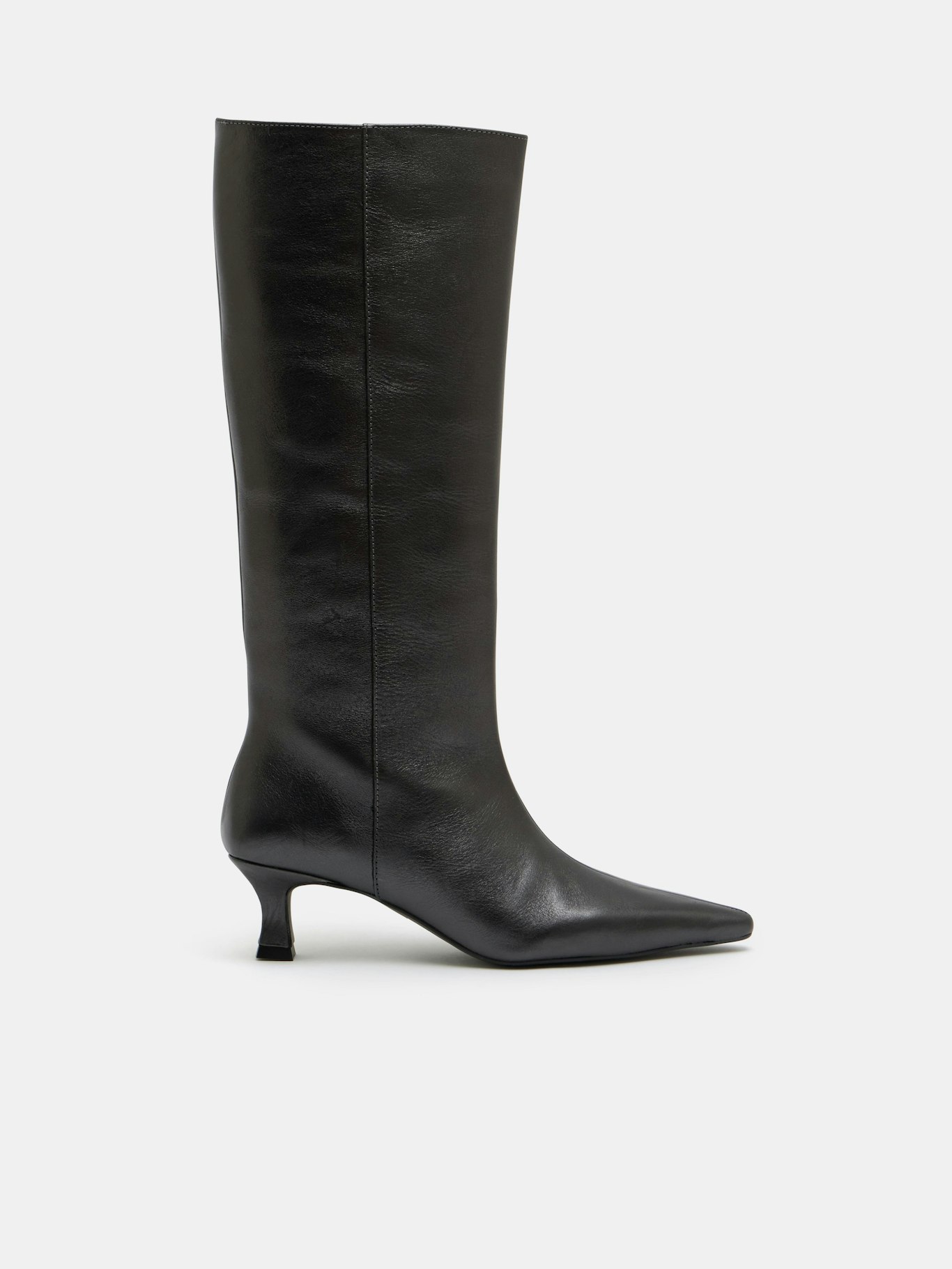 012245-0403-07 Katlynn Leather Kitten Heel Knee Boots