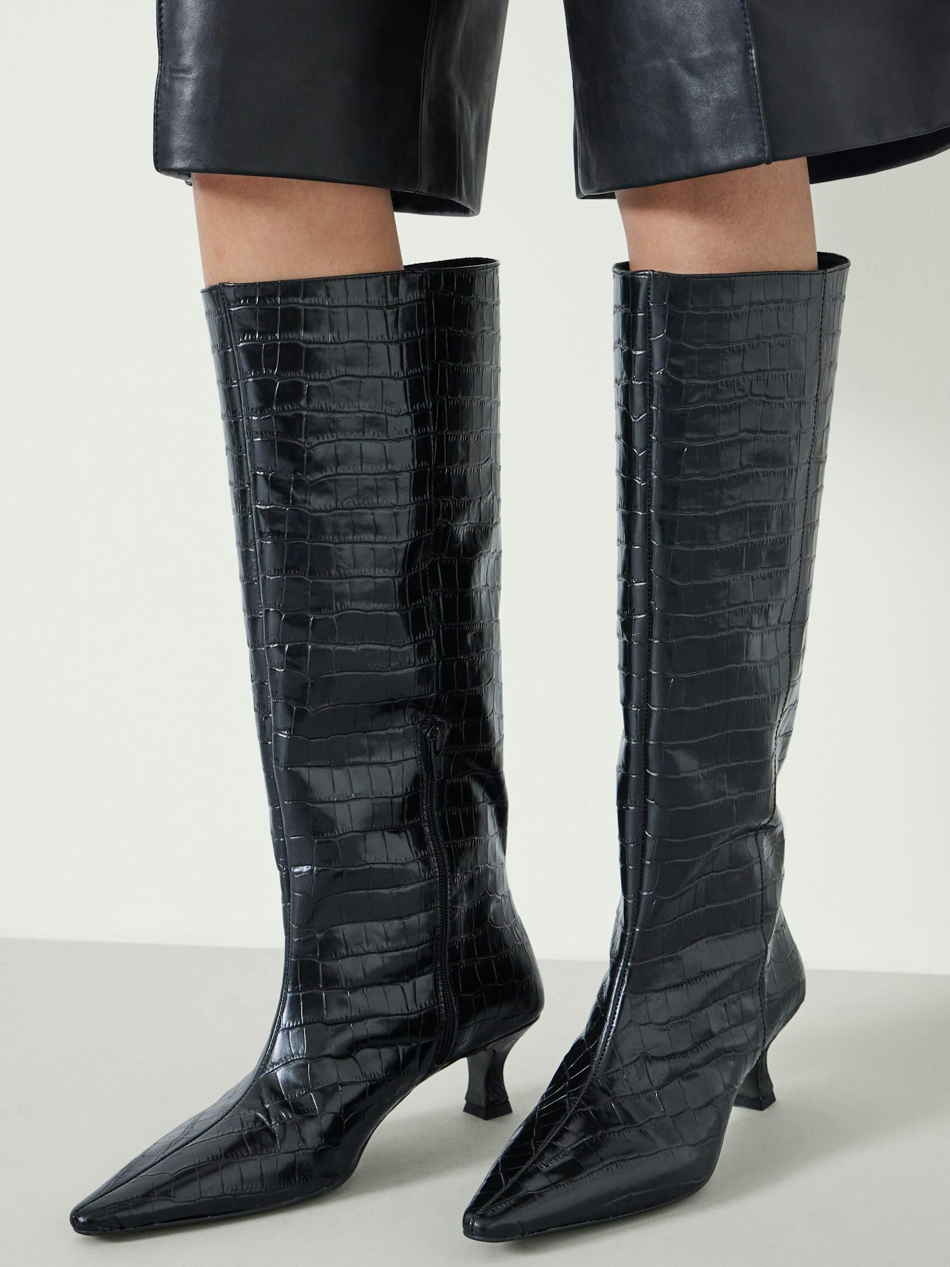 012245-0456-02 Katlynn Leather Kitten Heel Knee Boots