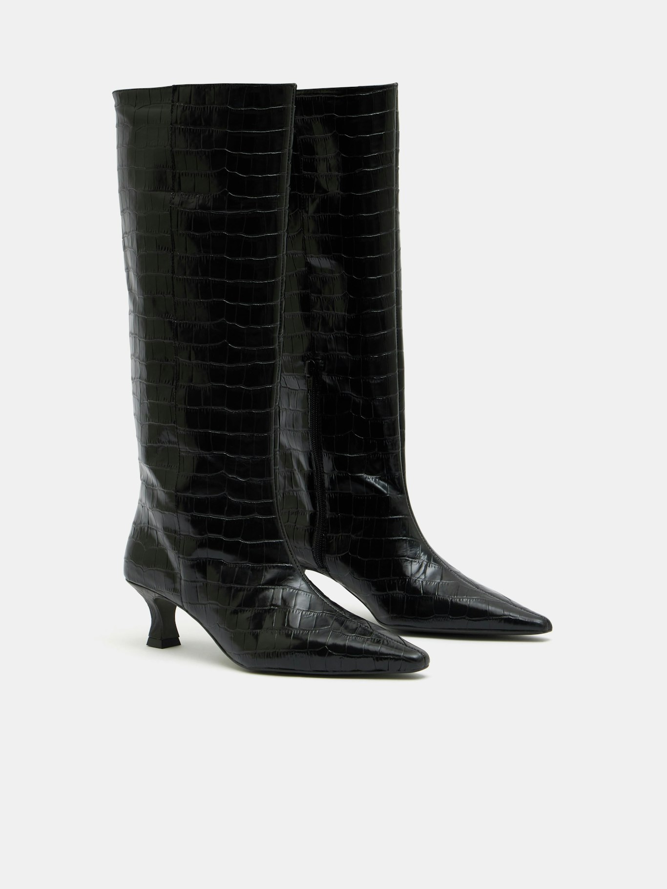 012245-0456-03 Katlynn Leather Kitten Heel Knee Boots