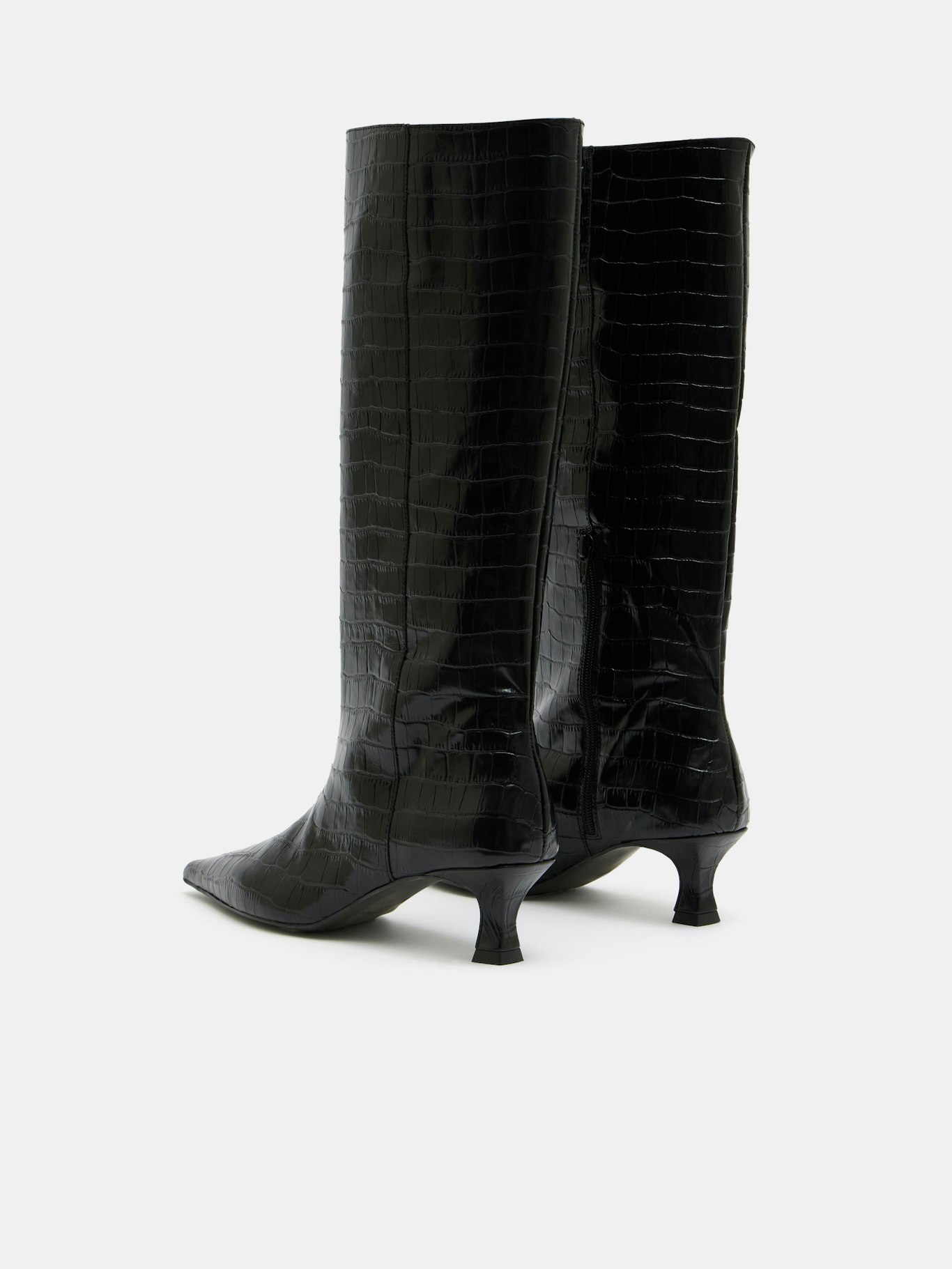 012245-0456-04 Katlynn Leather Kitten Heel Knee Boots