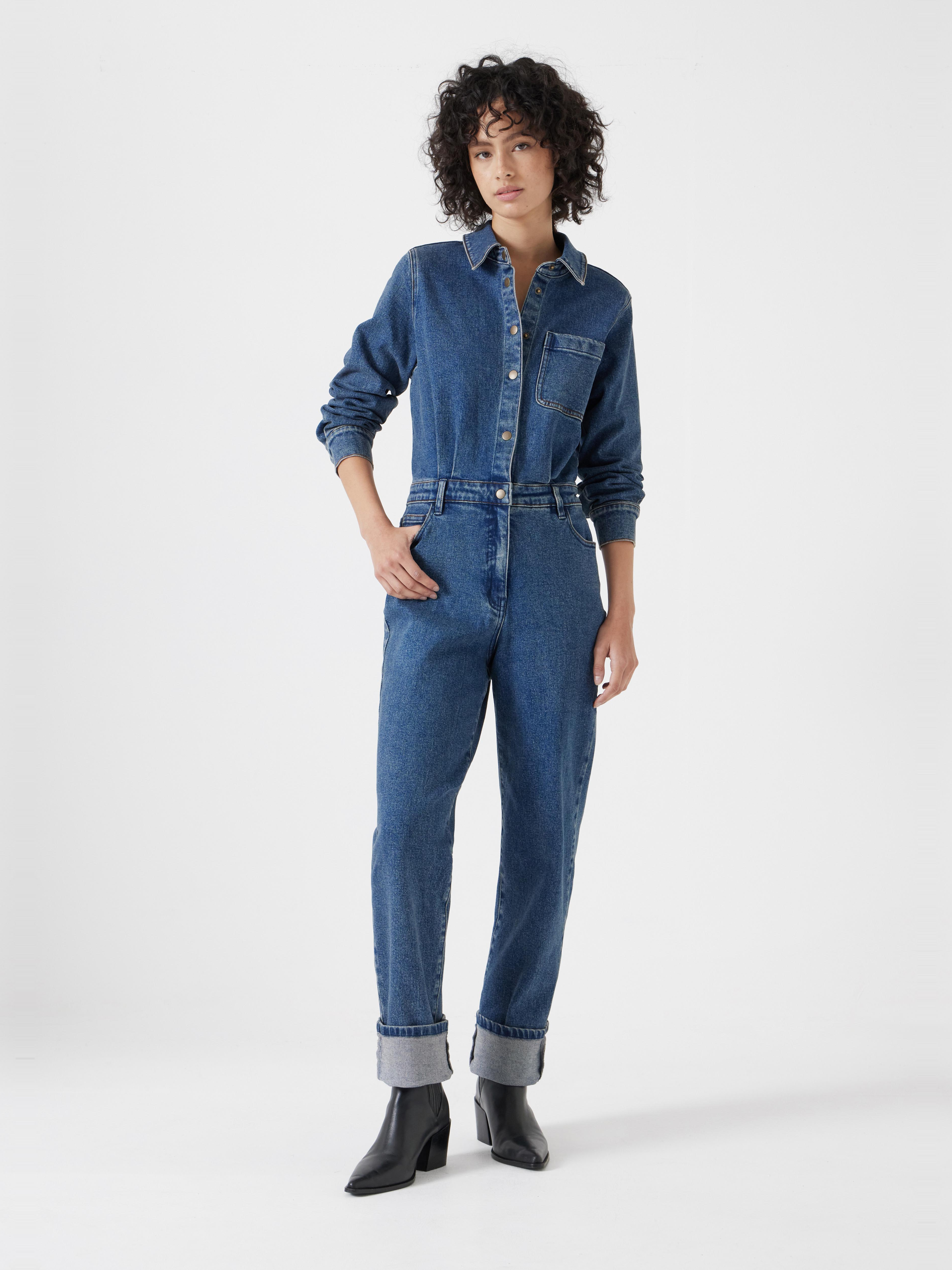 Agnes Long Sleeve Denim Jumpsuit - Blue Denim