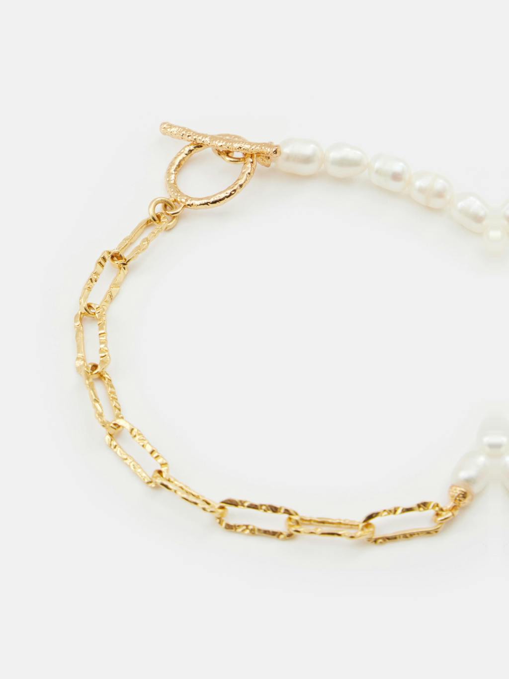 011081-3037-03 Hadley Hammered Pearl Chain Bracelet