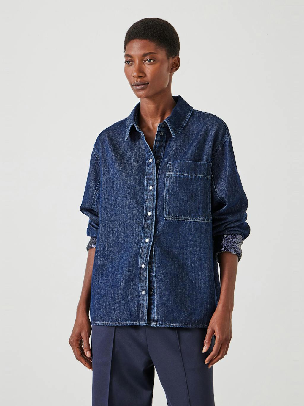 012572-4519-01 Sequin Detail Denim Shirt