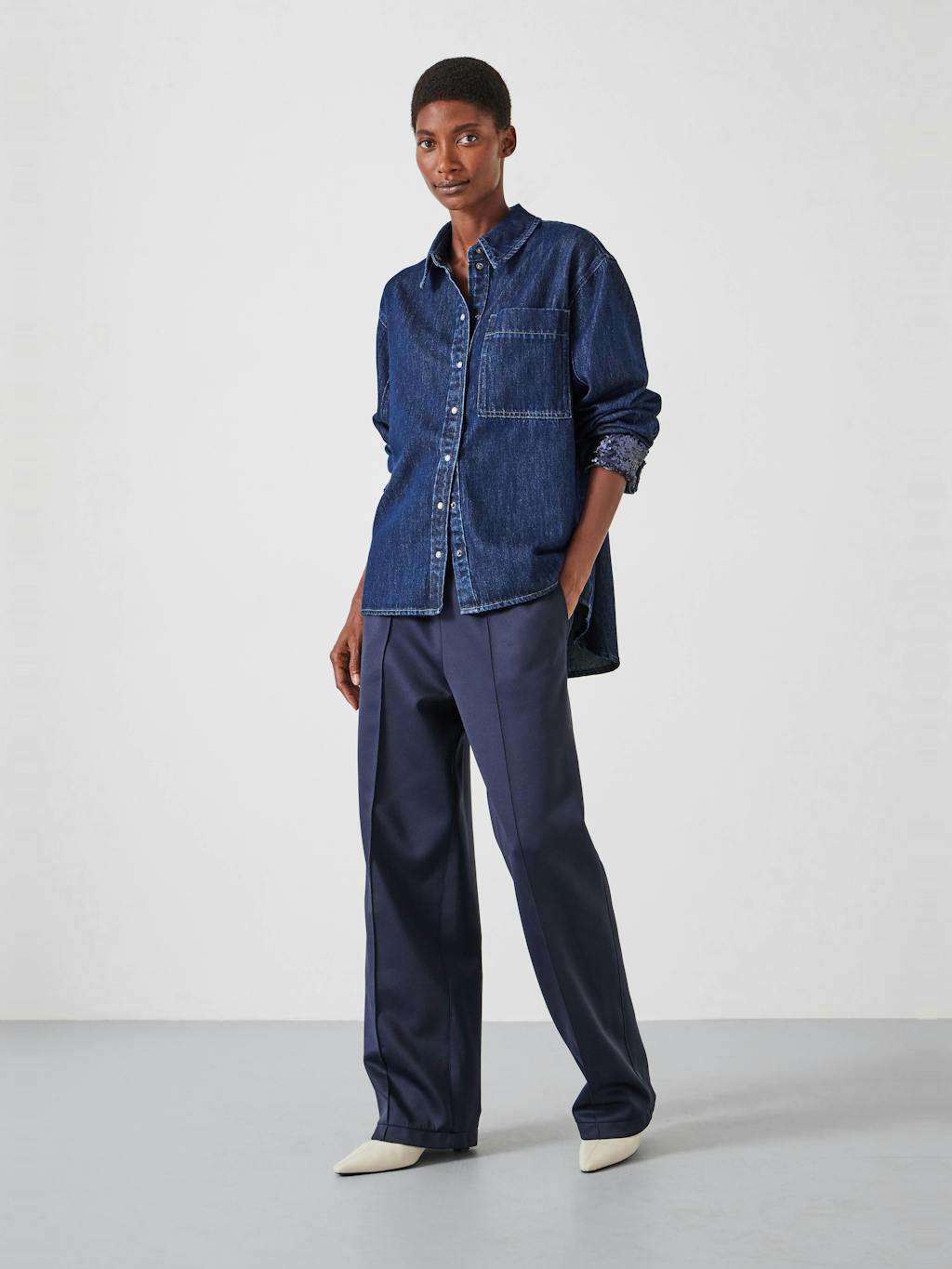 012572-4519-02 Sequin Detail Denim Shirt