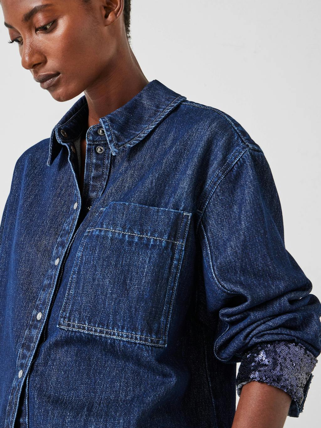 012572-4519-04 Sequin Detail Denim Shirt