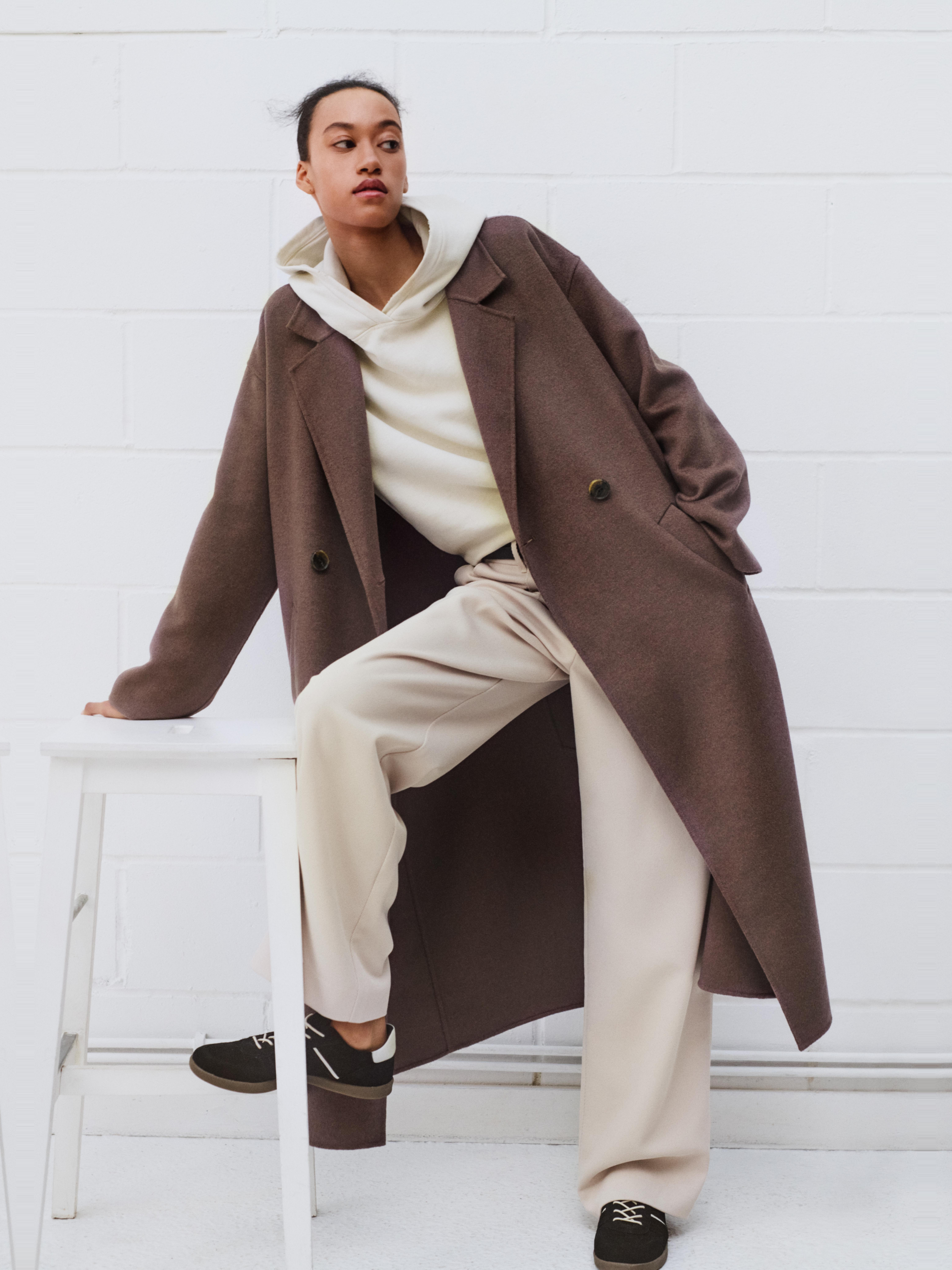 Iris Relaxed Wool Blend Double Faced Coat