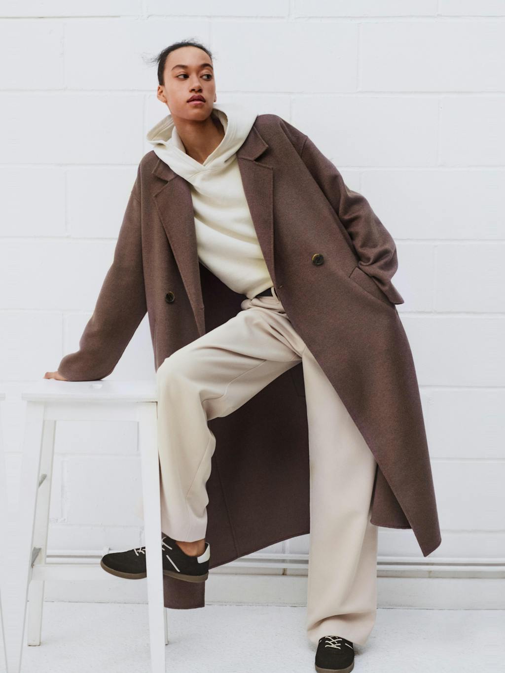 009983-3197-10 Iris Relaxed Wool Blend Double Faced Coat