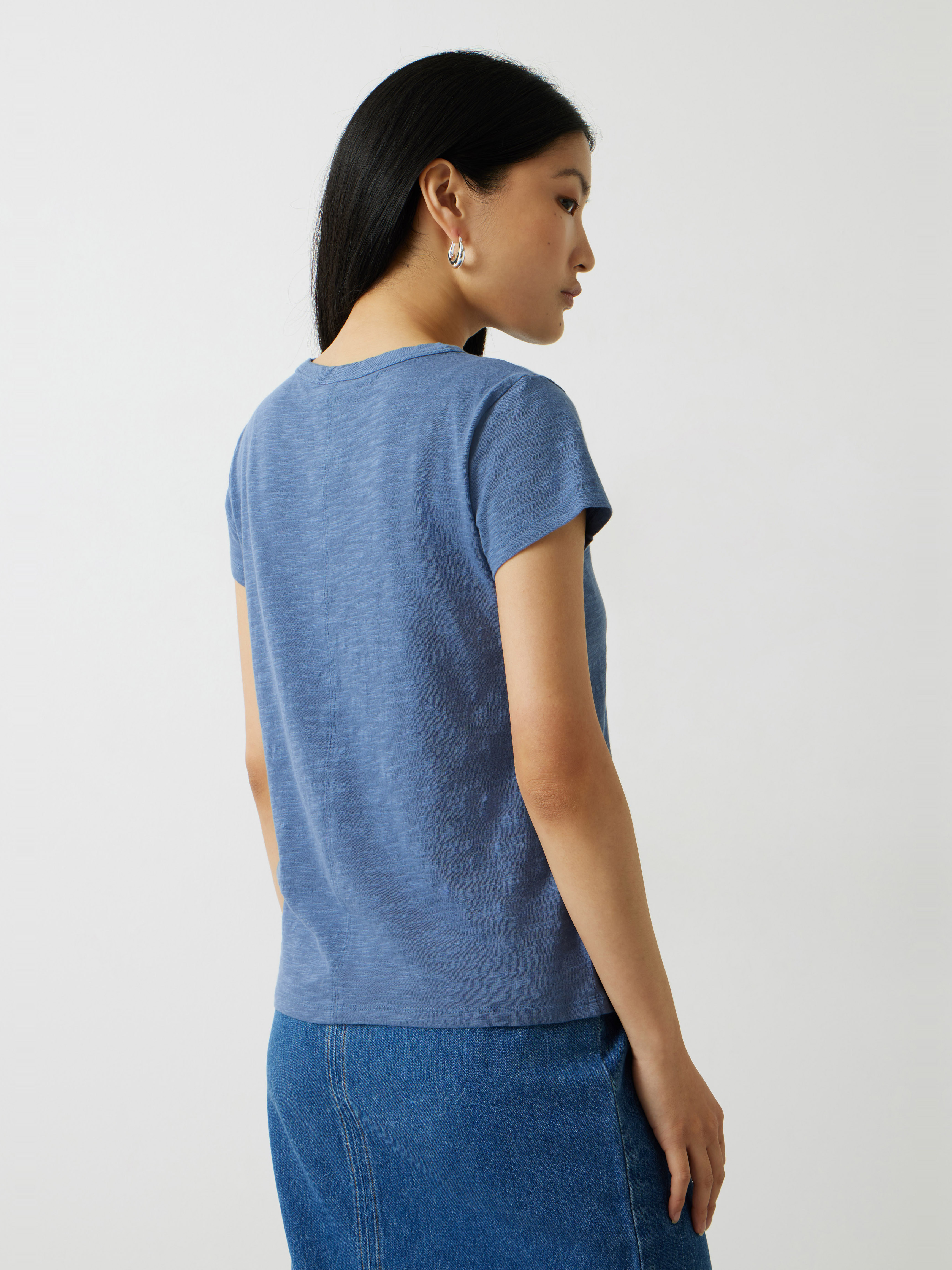 Slim Fit Slub Cotton Crew Neck T-Shirt